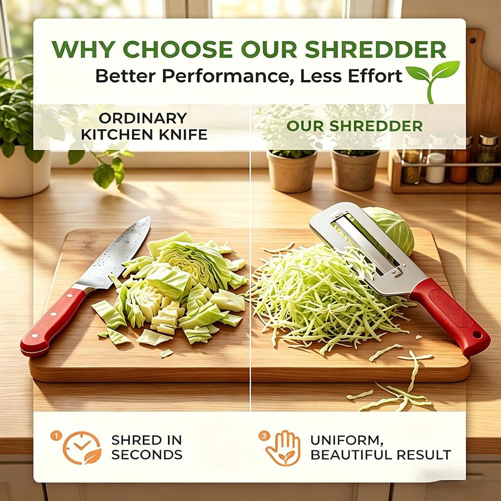 Cabbage Shredder Vegetable Slicer Cole Slaw 11.4in*3.2in*0.63in, red-2pcs