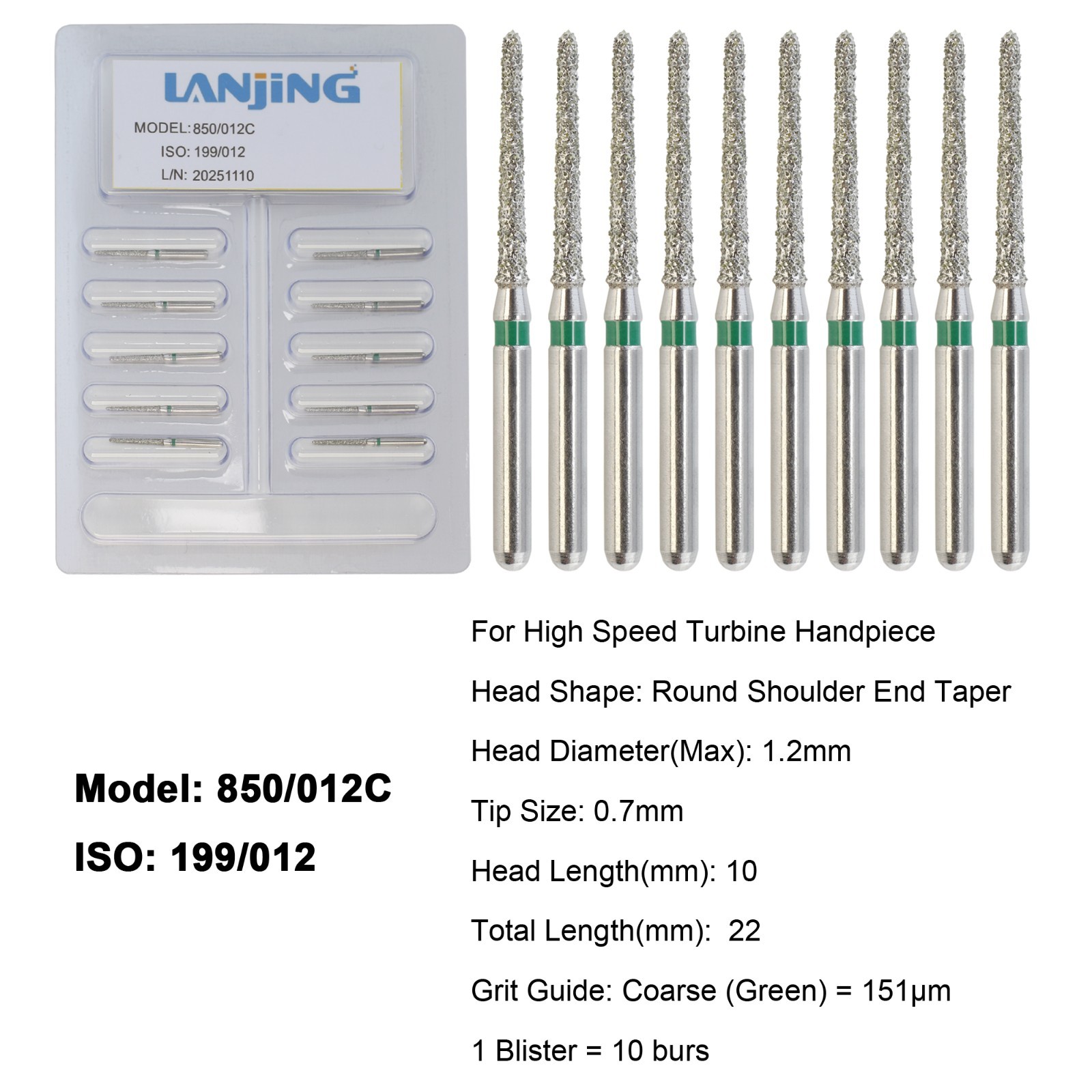 Dental Diamond Burs FG Round End Taper Football Barrel Pear Coarse Fine 856 379
