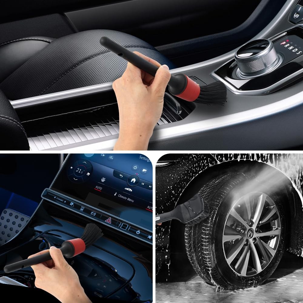 9-Piece Automotive Detailing Brush Set for Interior and Exterior Cleaning