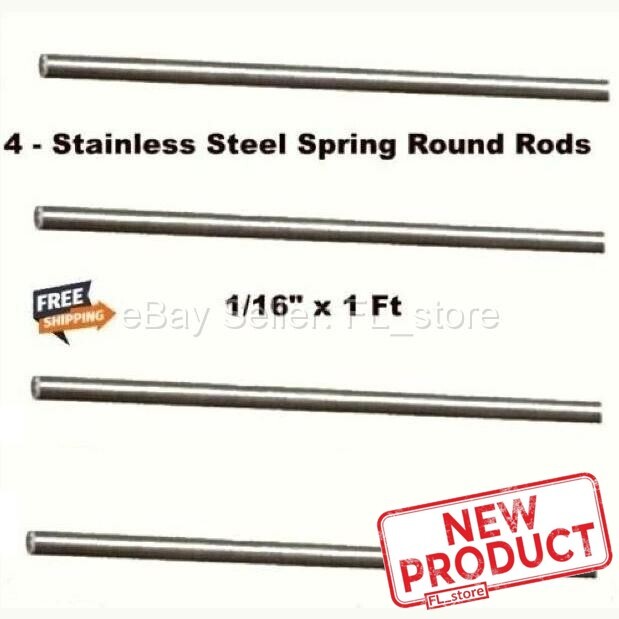 4 PACK 1/16″ x 12″ Stainless Steel Round Rod Stock 302 Alloy 1 Foot Long Rods