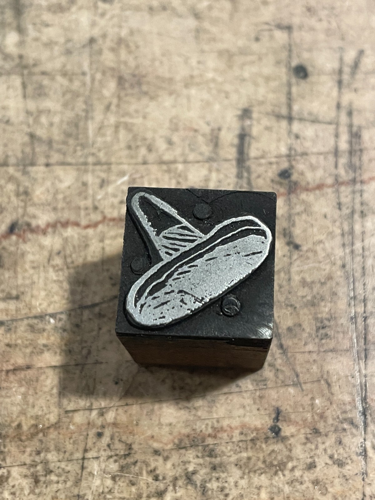 Printing Letterpress Print Block Small Sombrero / Mexico / Hat (2707)