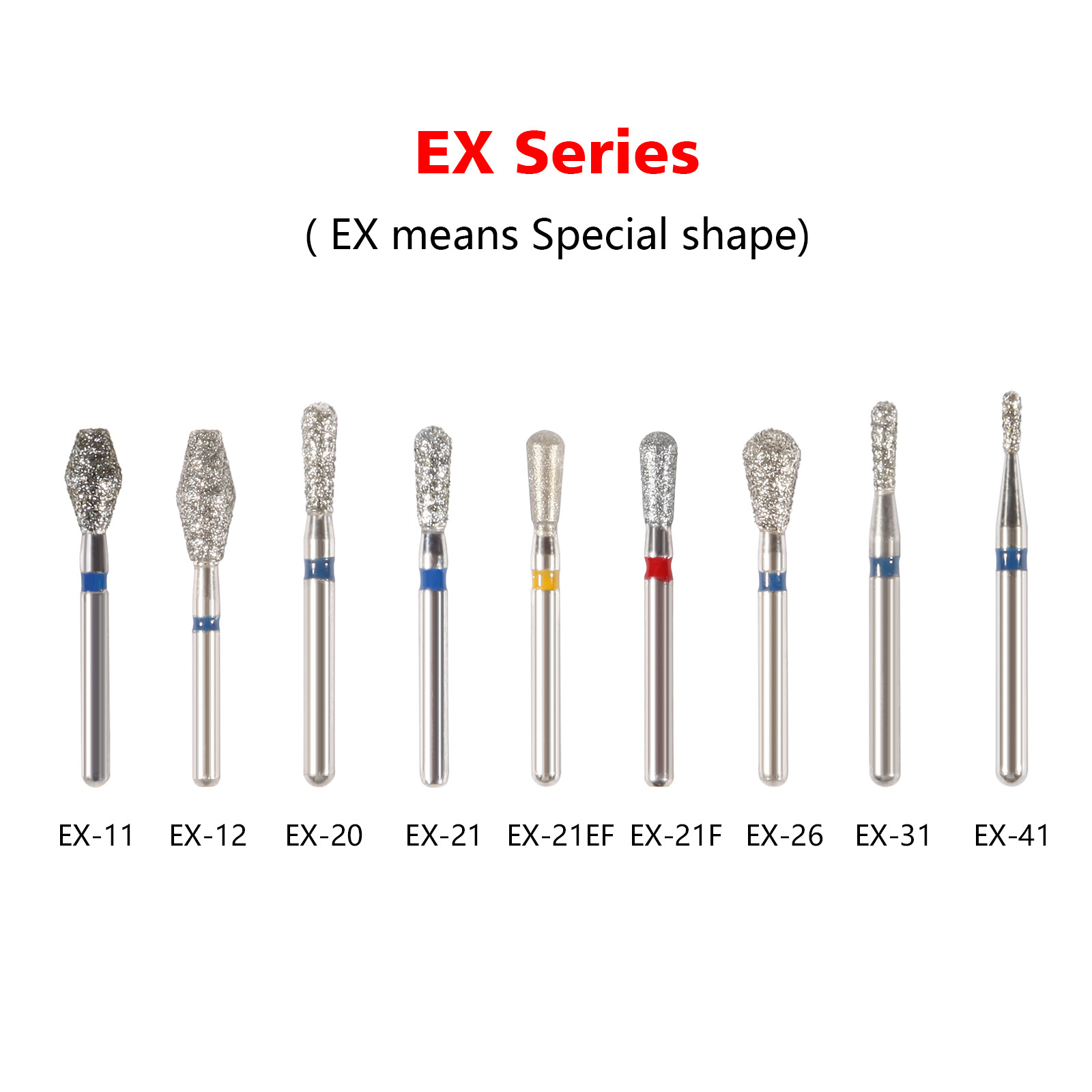 100pcs SANDENT Dental Diamond Burs For High Speed Handpiece Friction Grip 1.6mm
