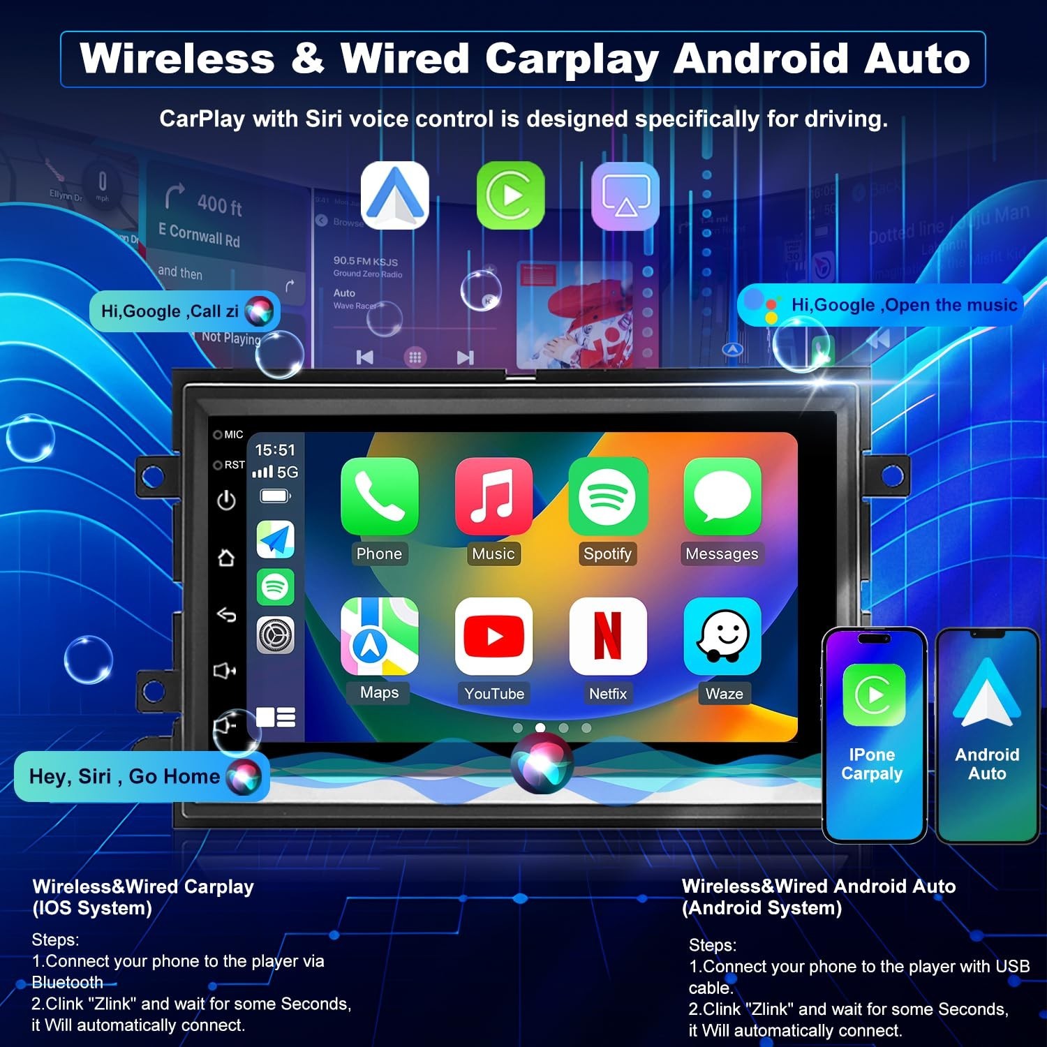 5GWifi Android Upgrade Car Radio for Ford Mustang 2005-2009, Explorer 2006-20…