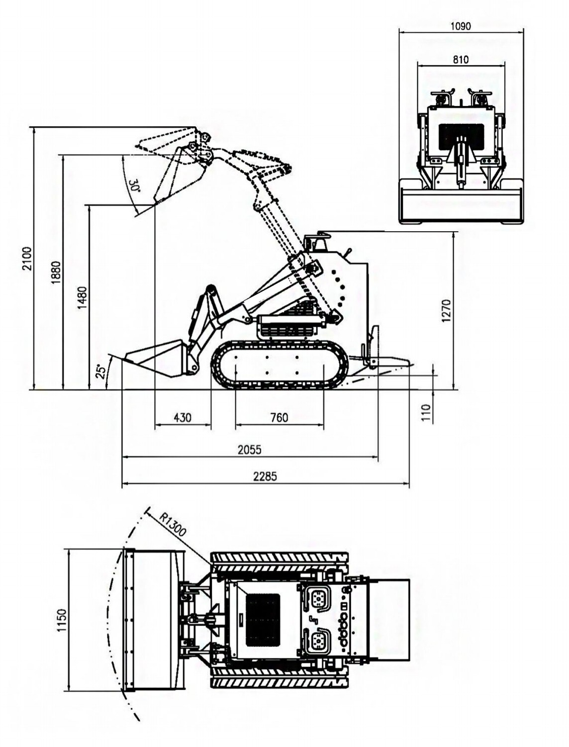 Skid-Steer Loader Tracked 22.1 HP Honda EPA Gasoline Engine for Gardens, Farming