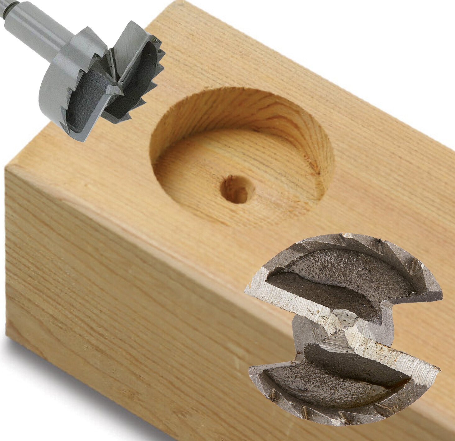 Forstner Drill Bit Woodworking Hole Cutter Saw Hinge Round Shank Wood Boring Bit