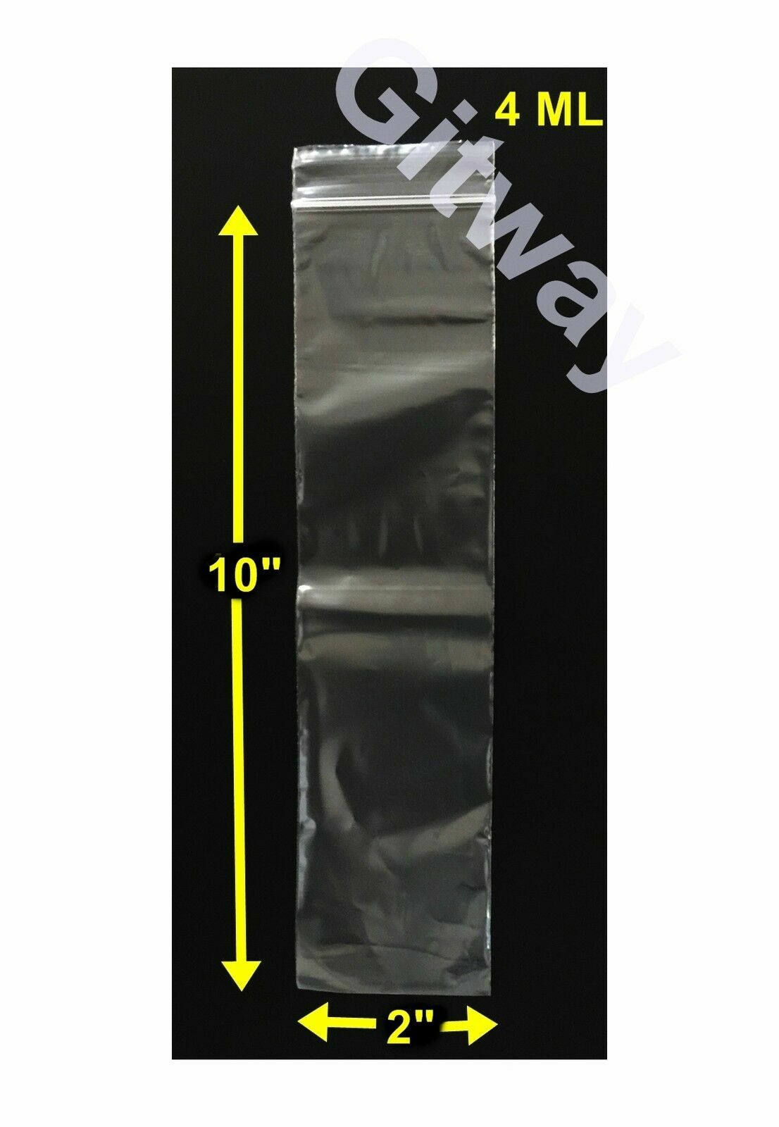 2″ x 10″ Reclosable Resealable Zip Top Lock Bag FDA Clear Plastic Bags 4 MIL