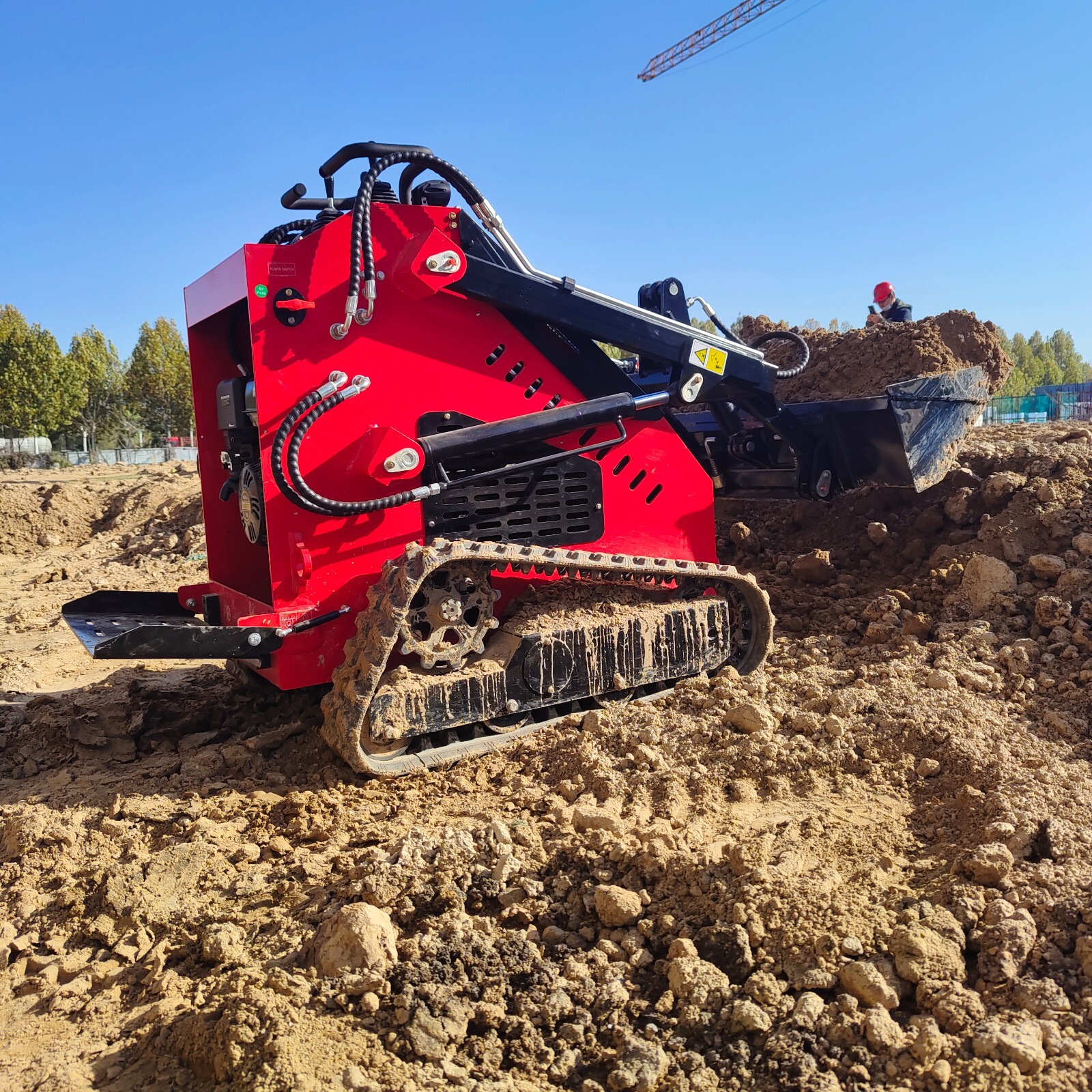 13.5HP Hydraulic Mini Skid Steer Loader Stand-on Track Gas Guided Drive Garden