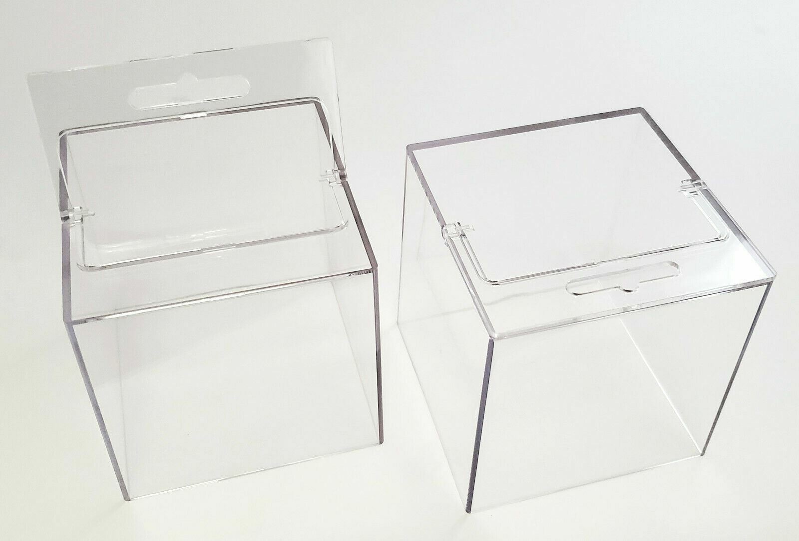 2 x Clear Plastic Cube Box 3.5″ Desk Organizer Pen Post-it Holder office display