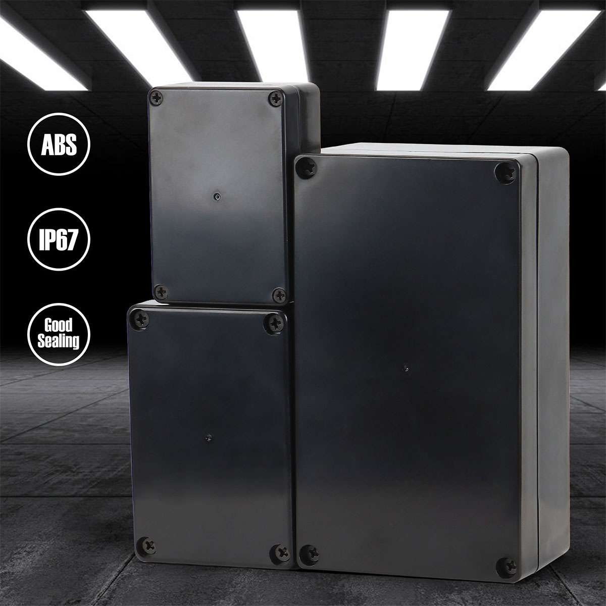 Waterproof Black Plastic Project Enclosure DIY Electrical Junction Box Dustproof
