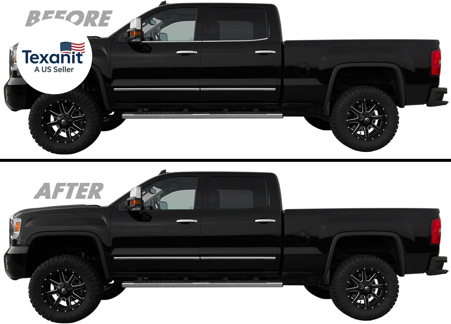 Chrome Delete Blackout Vinyl Overlay for 2014-2019 GMC Sierra 1500 2500 3500 Win