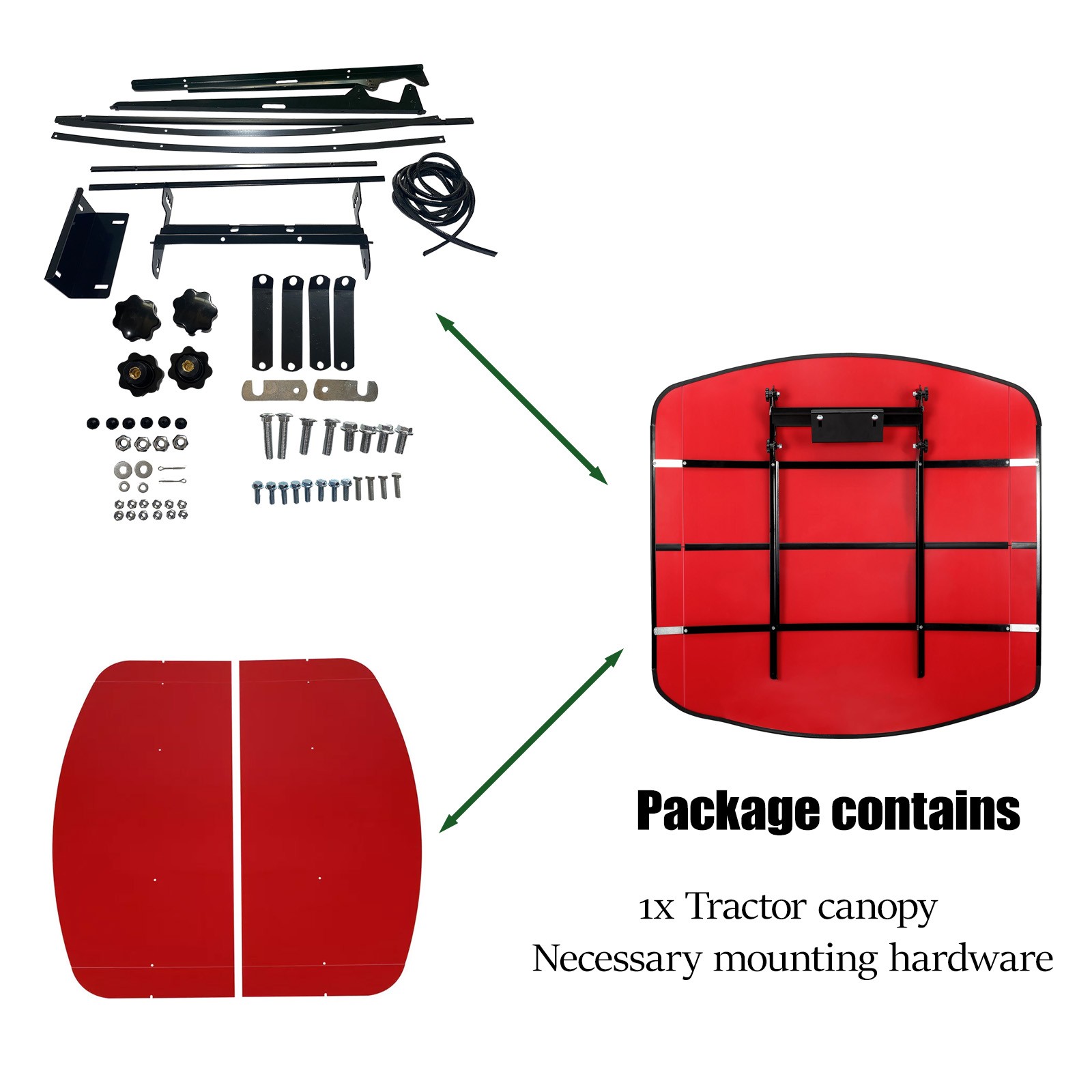 Red Canopy For 52″ X 52″ Equipped Tractors & Mowers W/2″x 2″ or 2″ x 3″ROPS