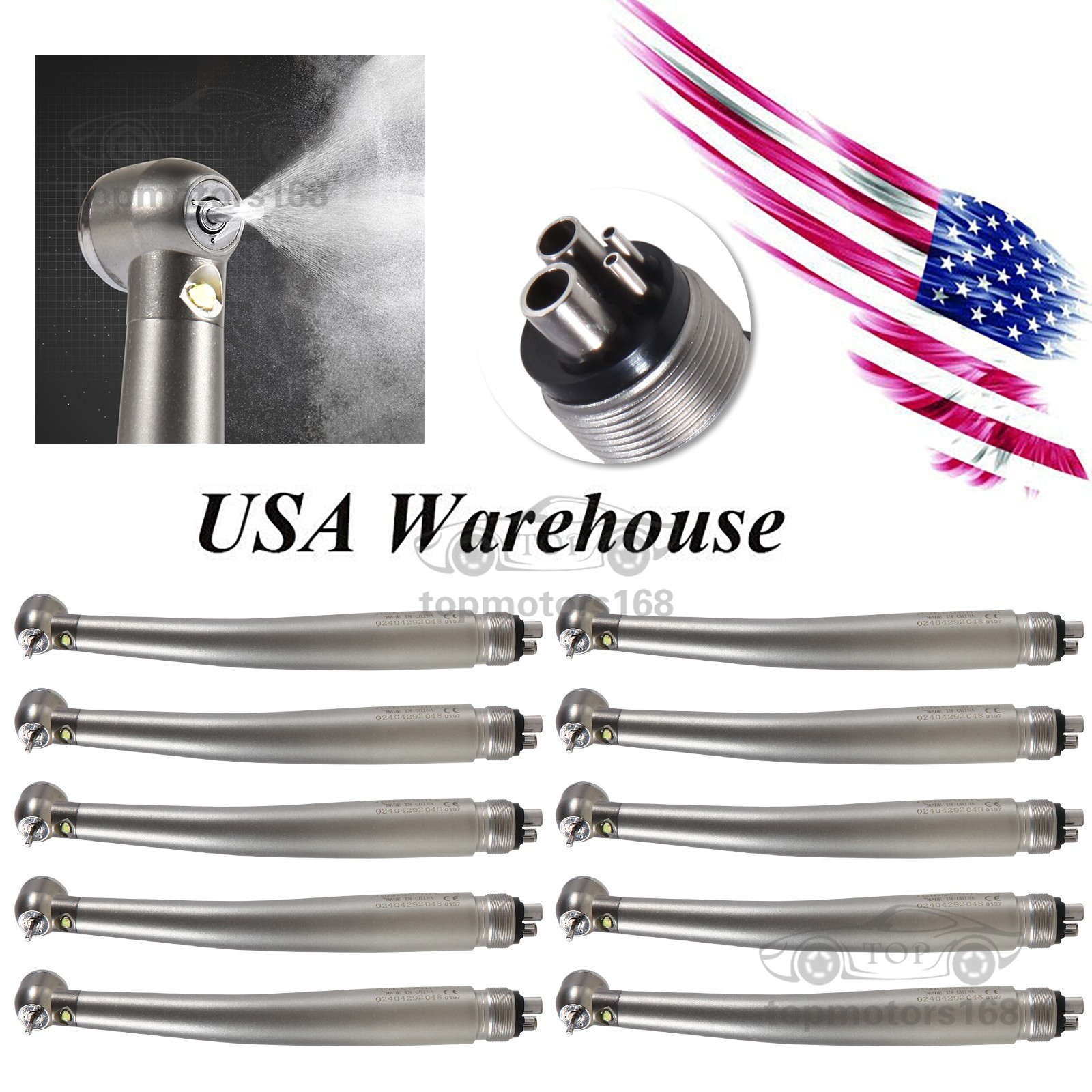 10 PACKS Dental High Speed E generator LED Handpiece Air Turbine 4Hole