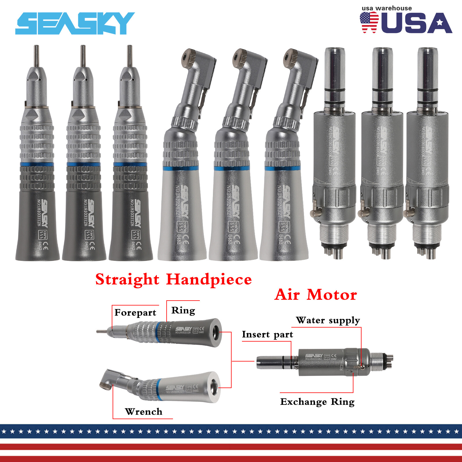 Dental (LED Fiber Optic) High Speed Handpiece / Coupler 4/6 Holes KaVo NSK Style