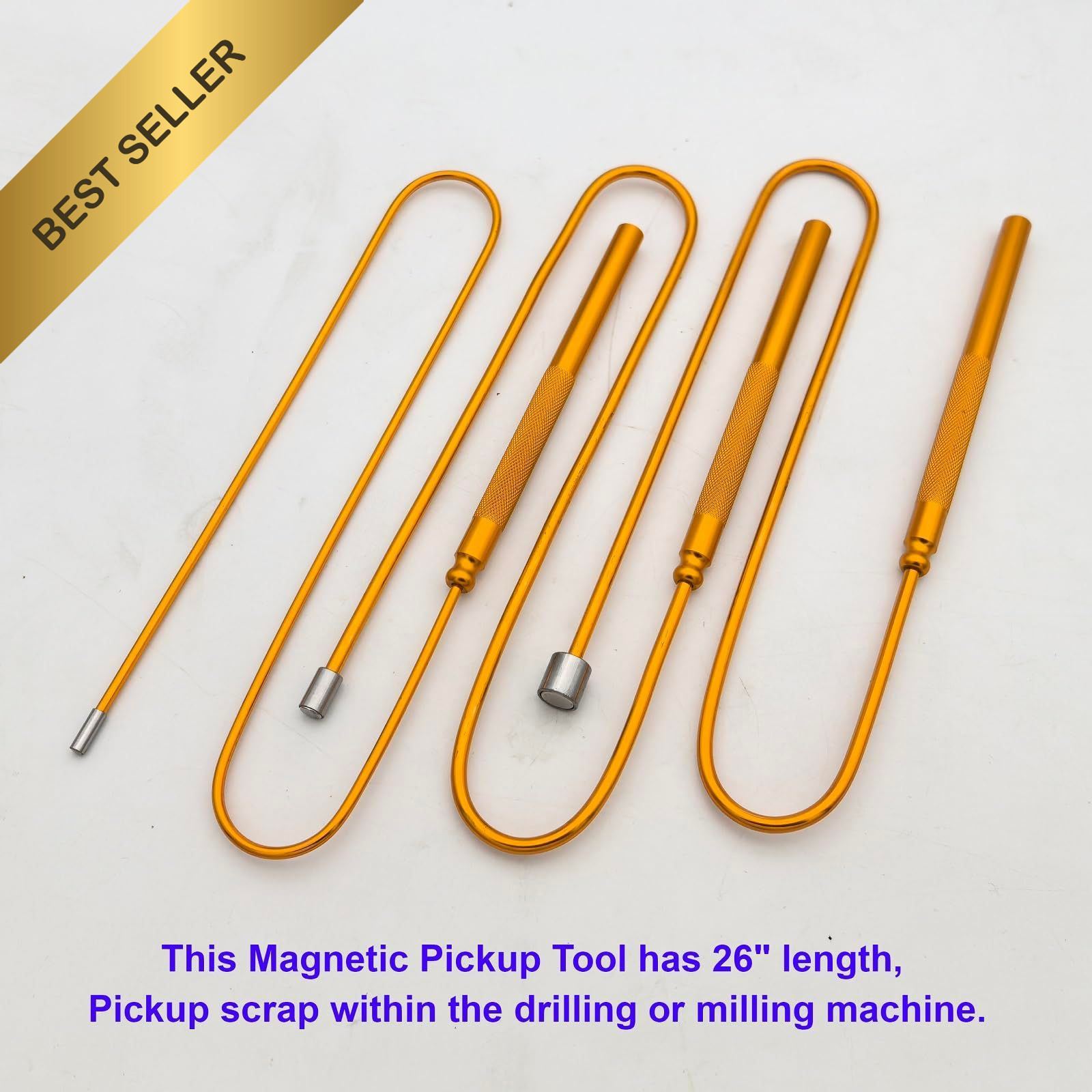 3-Pack Flexible Magnetic Pickup Tool Set 26″ Bendable Extension Stick 0.5lb 2lb