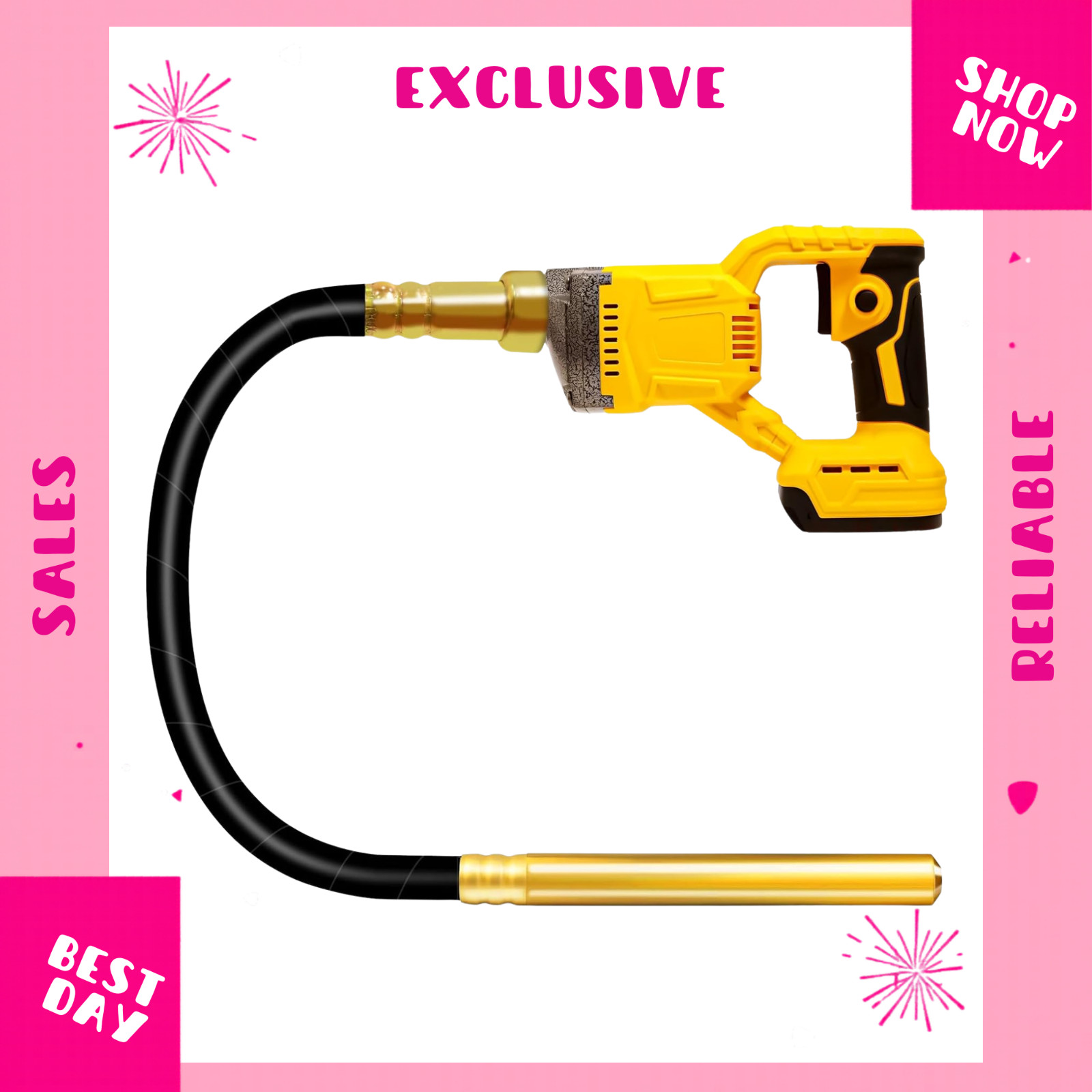 Handheld Concrete Vibrator 20V Cordless 800W 3.8ft Shaft Dewalt Compatible