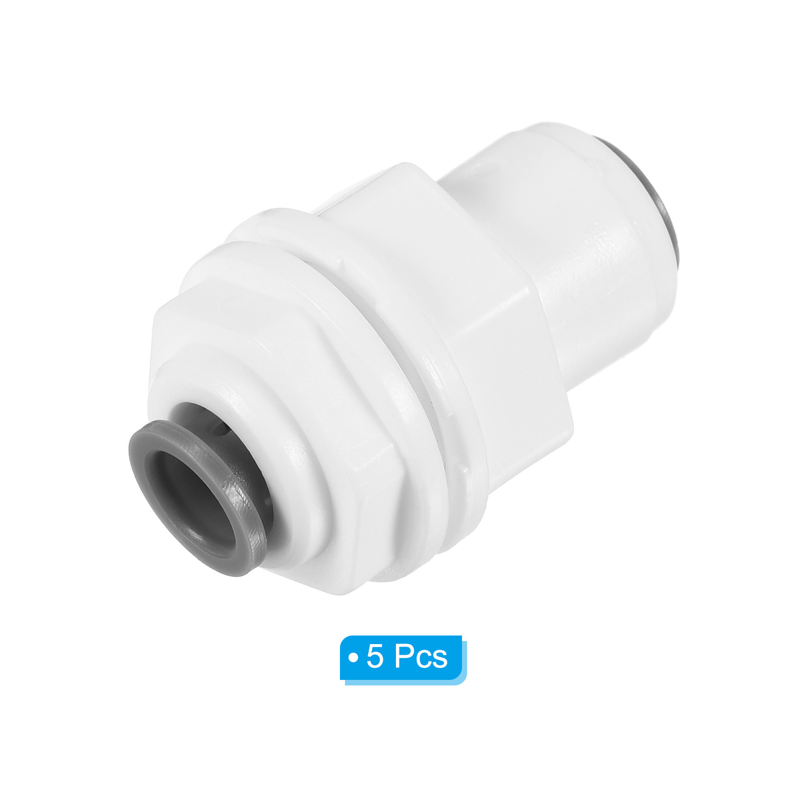 5 Pack 1/4″ Push to Connect Bulkhead Fittings Straight Water Line Fitting White