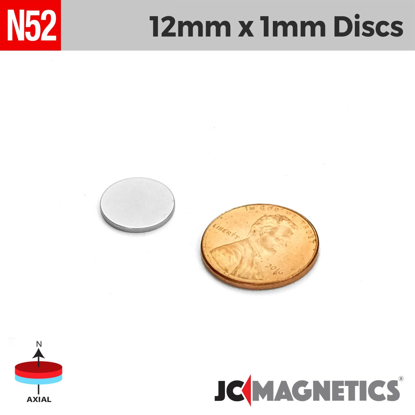 12mm x 1mm 1/2″x 1/32″ N52 Strong Disc Rare Earth Neodymium thin Magnet 12x1mm