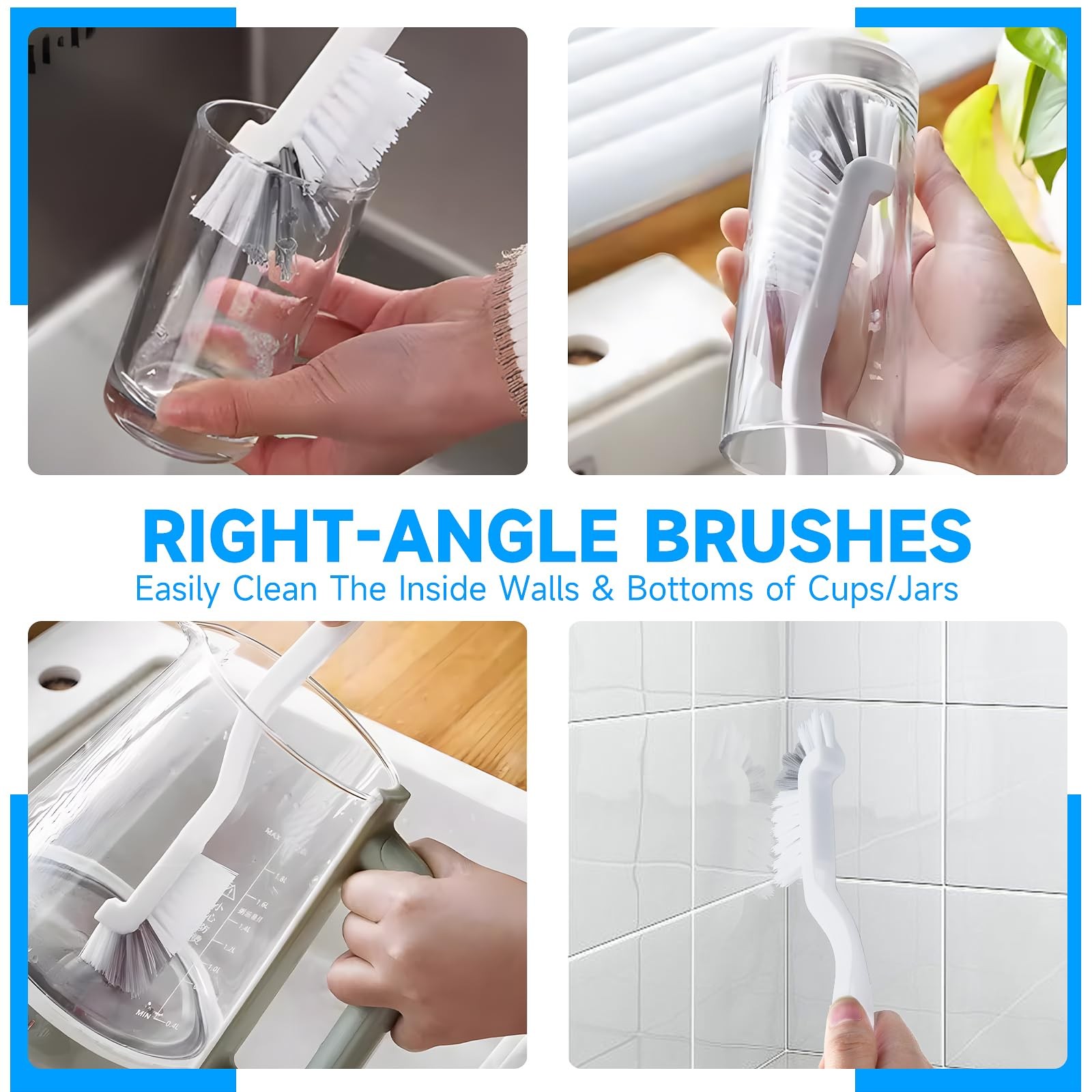 14Pcs Crevice Cleaning Brush Set, V Shape Grout Cleaner for Deep Black