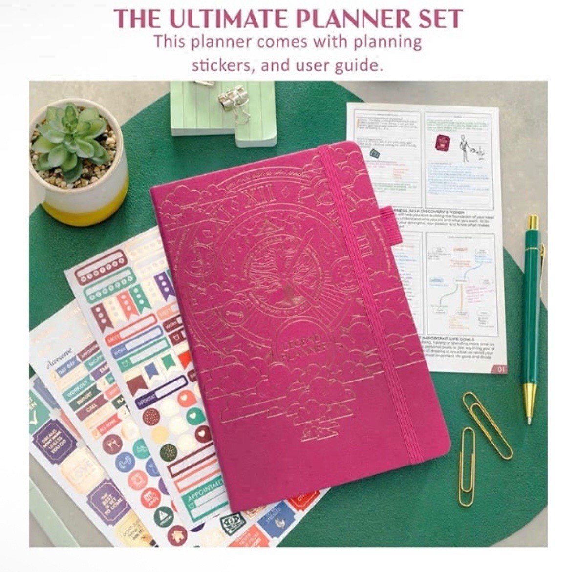 Legend Planner | Hourly Planner 2026 | A5 5.5×8.3 | Hot Pink & Gold | SEALED