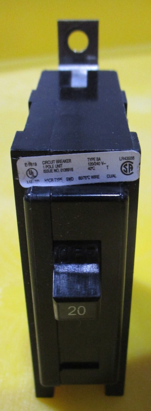 Cutler-Hammer BAB1020 20 amp 1-Pole Bolt on 120/240 VAC Circuit Breaker