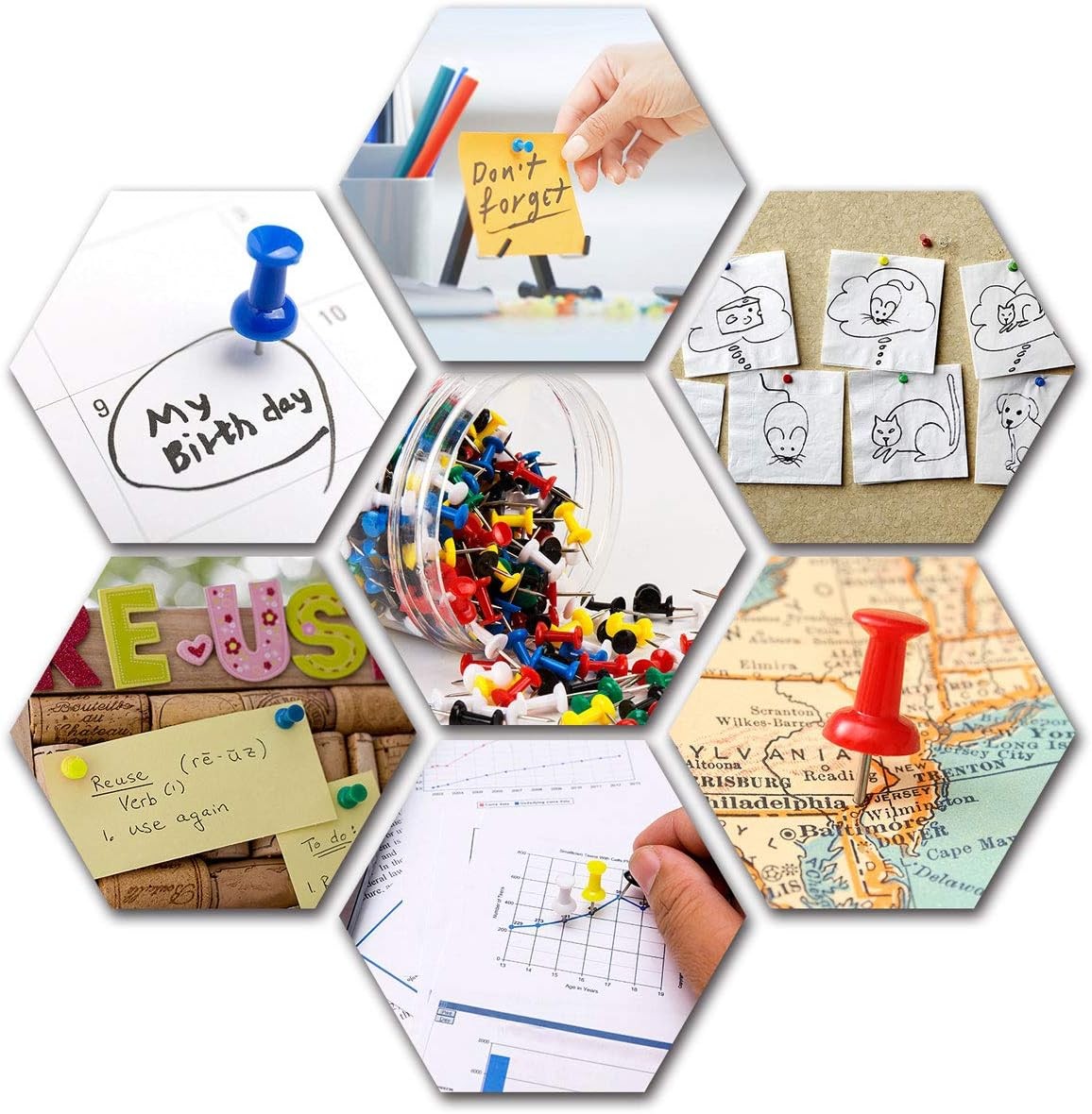 400Pcs Push Pins Thumb Tacks for Bulletin Board Stick Pins Thumb Tacks for Cork
