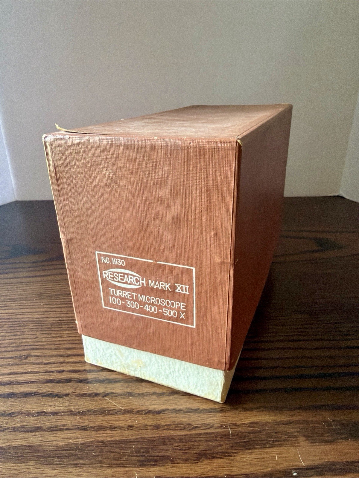Vintage Research Mark XII No. 1930 Turret Microscope w/ Wood Case & Original Box