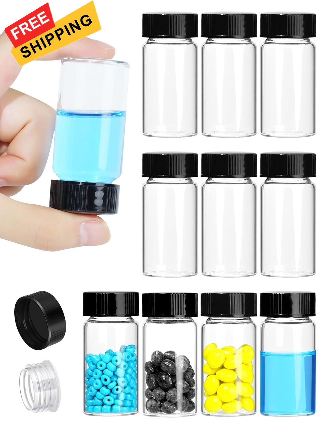 20ml Clear Small Glass Vials with Screw Caps, for 20ml-10pcs