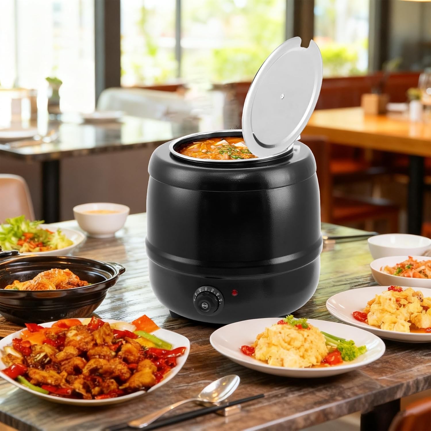 10.5Qt Soup Warmer Kettle Detachable Insert Electric Soup Pot Restaurant