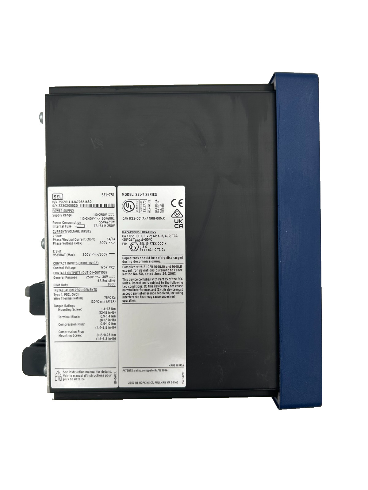 New Schweitzer Engineering SEL-751 Feeder Protection Relay 751201A1A1A77851680