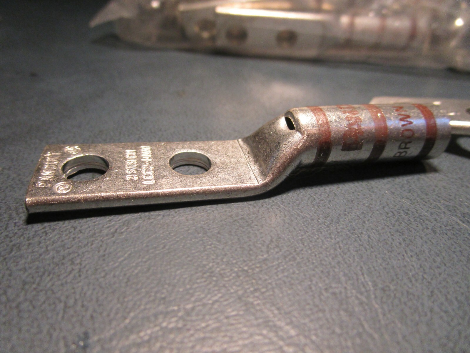 (2) Copper Comp. Lug 2 Hole #2 AWG 1/4″(6.4mm) Stud .63″(16mm) Hole Spacing