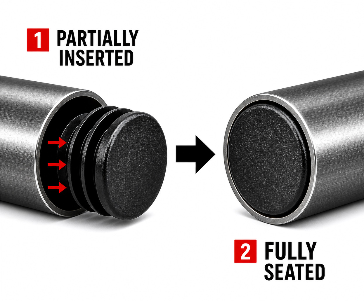 1 5/8″ Round Finishing Plugs Tubing Caps Pipe Plugs Chair Glides Black