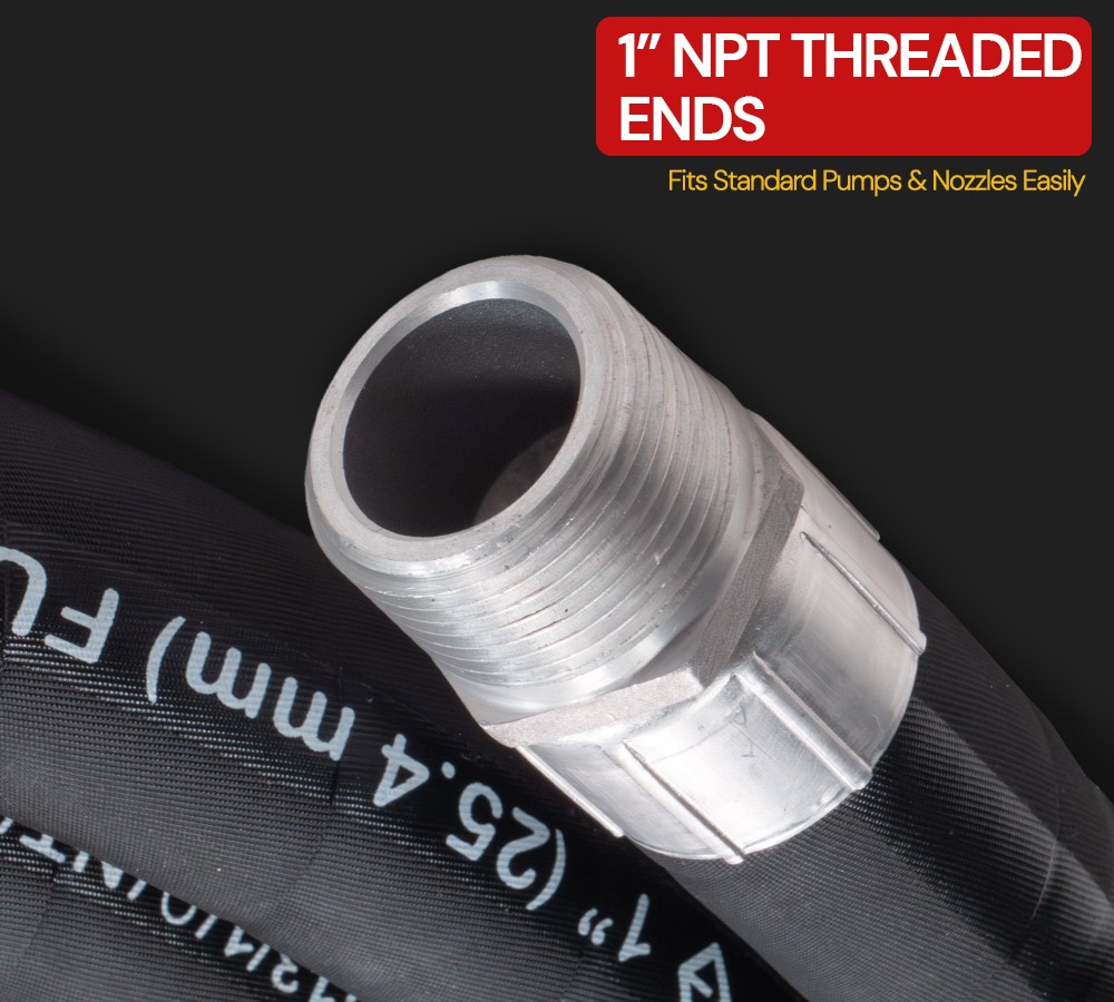 1″Fuel Transfer Hose 20FT for Diesel, Gasoline, Kerosene & Petroleum-Based Fluid