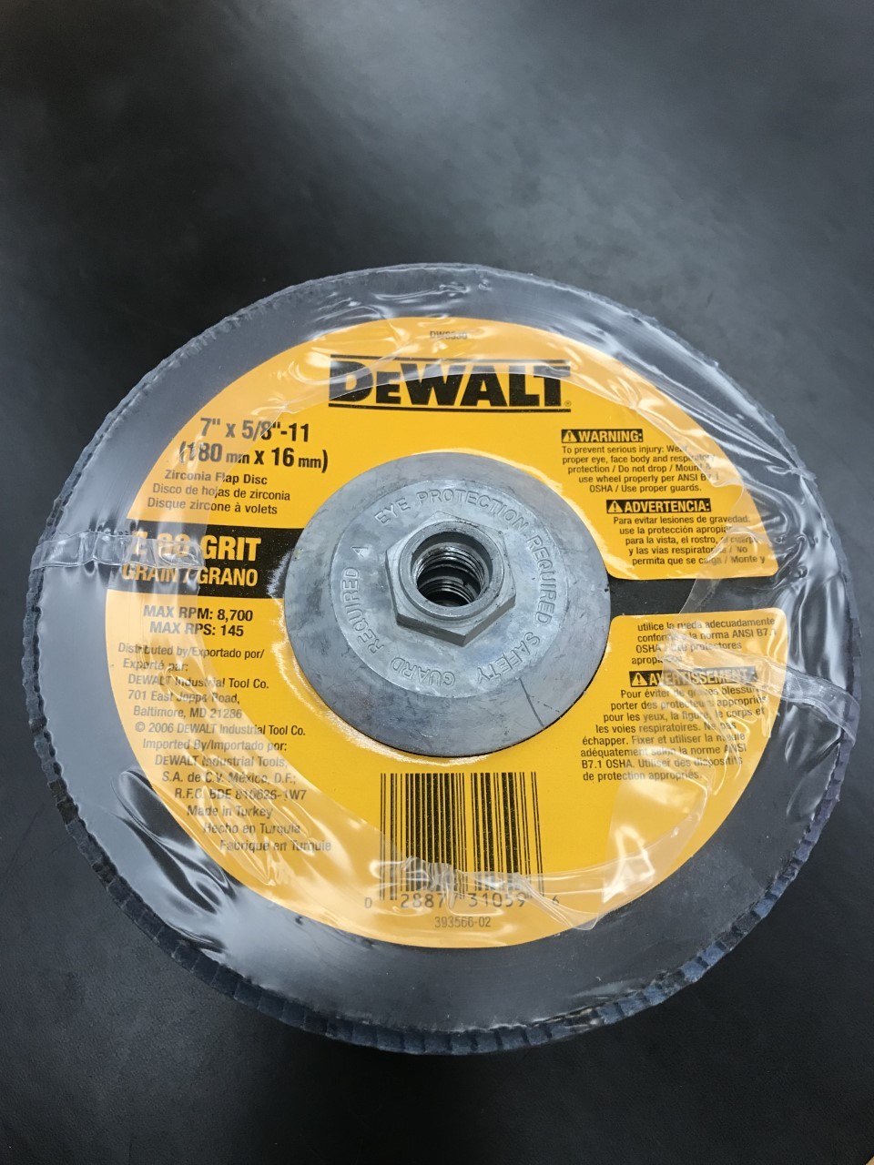 (5 Pack) DeWalt DW8330 7″ x 5/8″ -11 Zirconia Z80 Grit Flap Discs