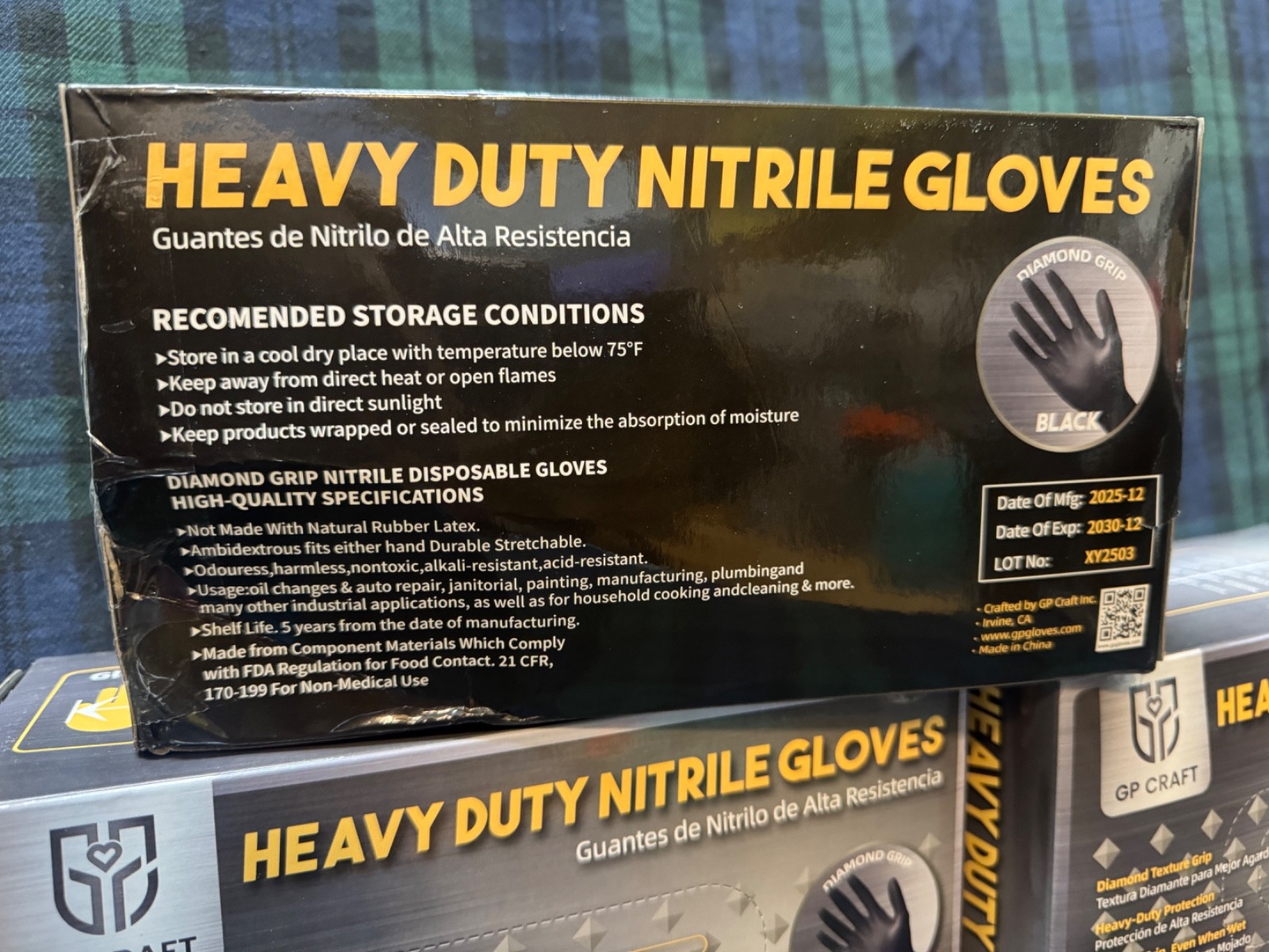 3 – GP Craft Heavy Duty Nitrile Gloves Diamond Grip Black Large