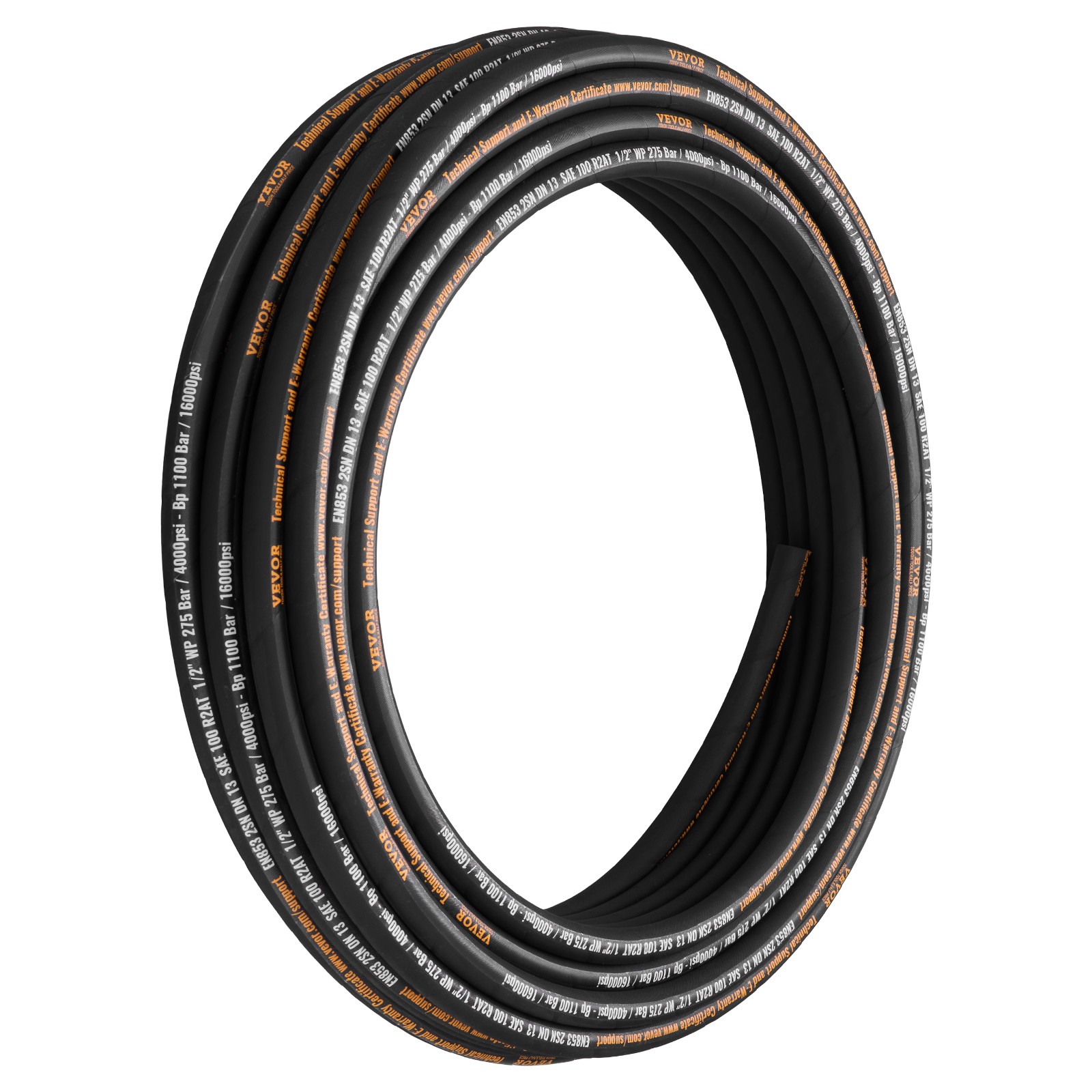 VEVOR Hydraulic Hose Coiled Hydraulic Hose 100ft 1/2″ 2 steel wire 4000 PSI