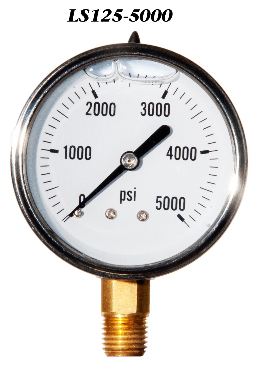 New Hydraulic Liquid Filled Pressure Gauge 0-5000 PSI 2.5″ Face 1/4″ LM