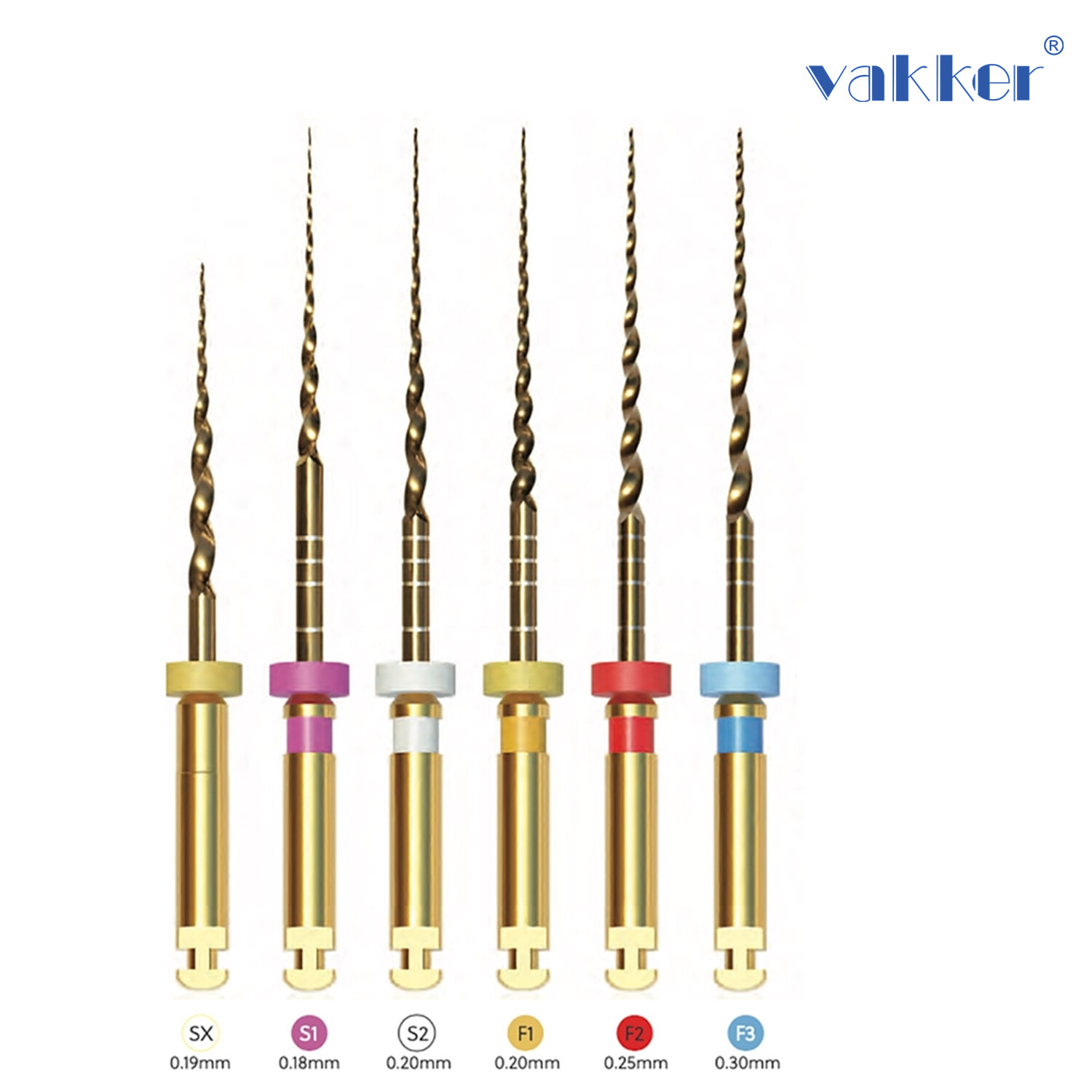 Vakker Dental NITI Taper Gold Endodontics Rotary Files Assorted 21mm/25mm/31mm