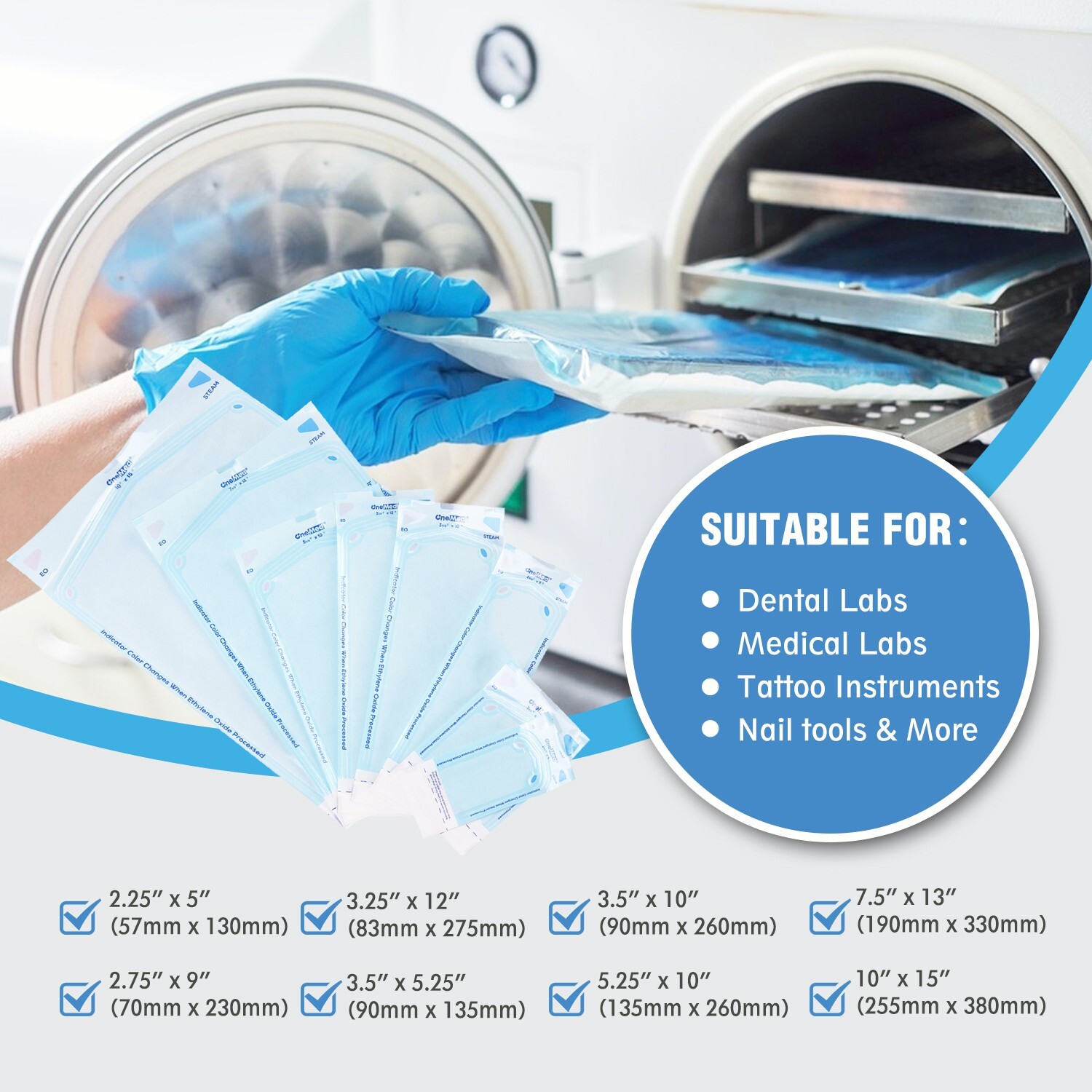 4000(20 Boxes) Self Sealing Sterilization Pouches Autoclave Pouch-2.75″x9″