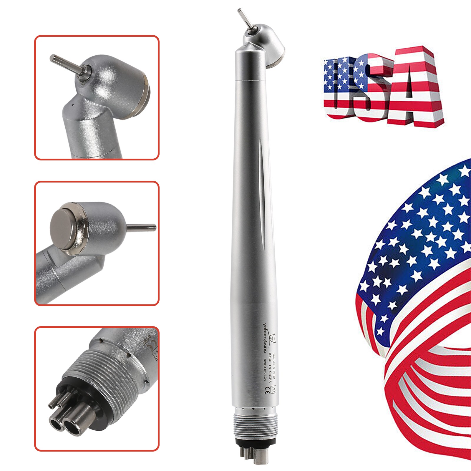 Dental Surgical 45 Degree High Speed Handpiece Push Button Single Spray 4 Holes