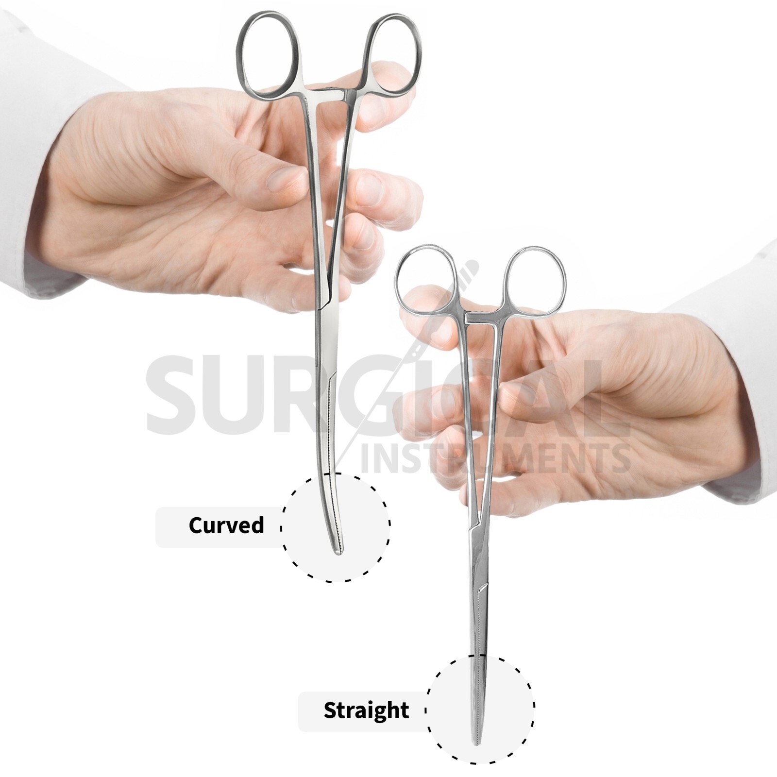 2 Pcs Set 12″ Straight + Curved Hemostat Forceps Locking Clamps German Grade