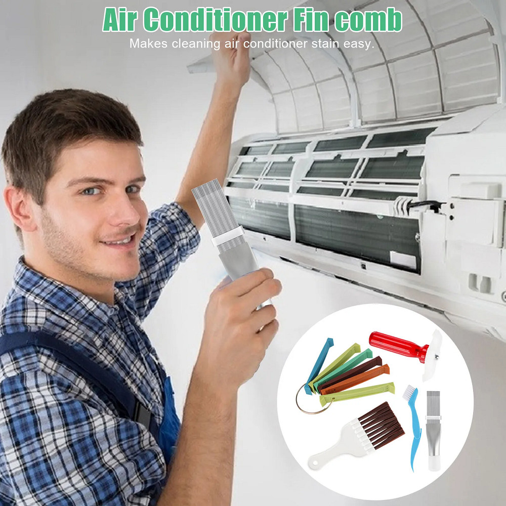 Air Conditioner Fin Cleaner Set Fin Comb Condenser Straightener Cleaning Brush