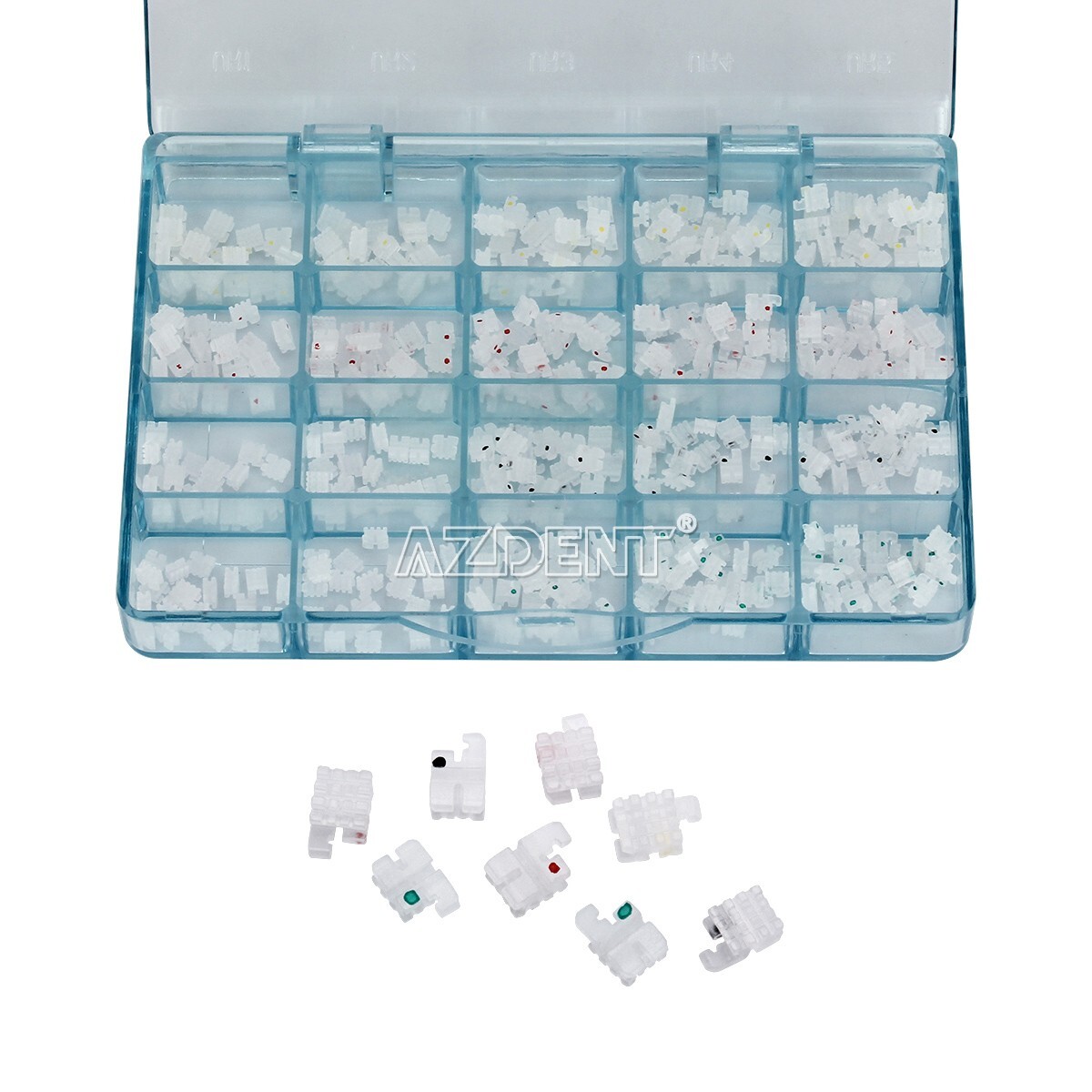 AZDENT Dental Orthodontic Ceramic Brackets Braces Roth MBT .022 Hooks 3 4 5