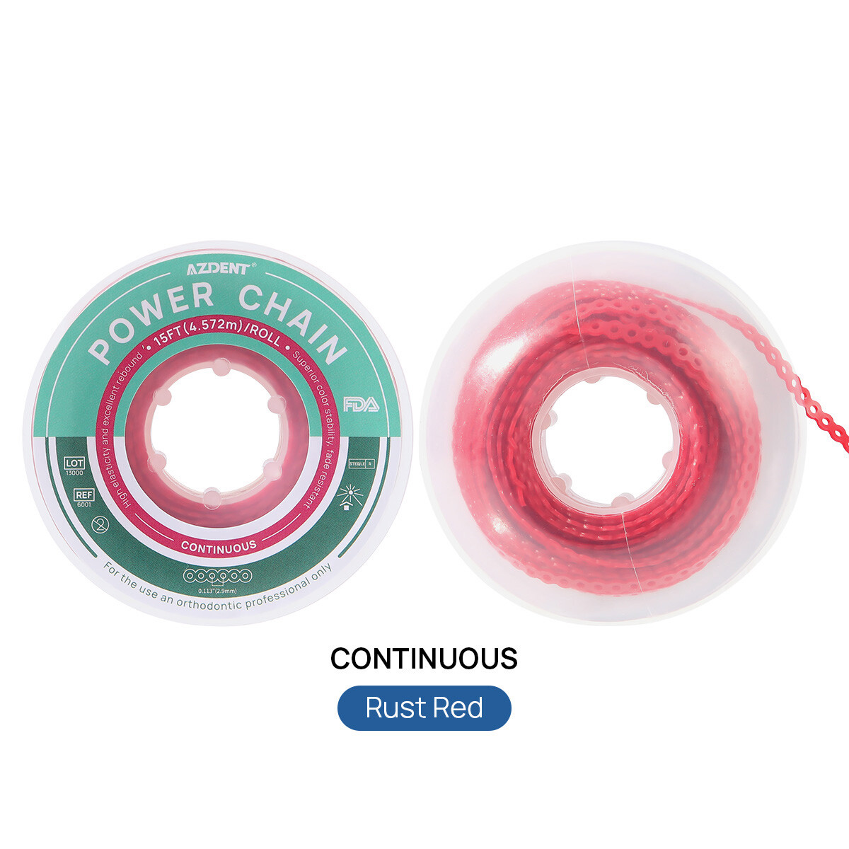 AZDENT Dental Orthodontic Colored Elastic Power Chain Long Short Continuous