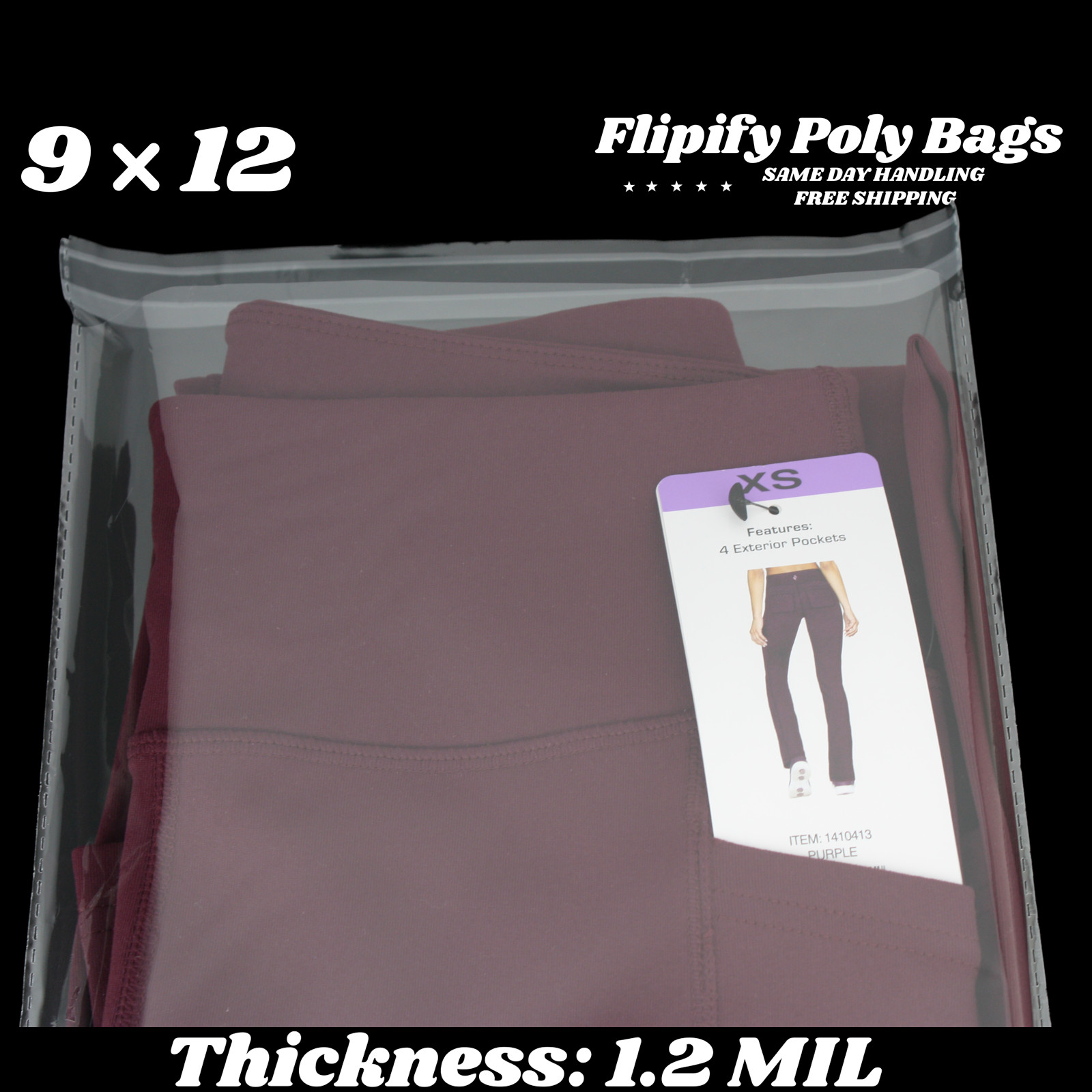 9×12 Clear Resealable T-Shirt/Apparel Self Seal Cello Lip Tape Poly Plastic bags