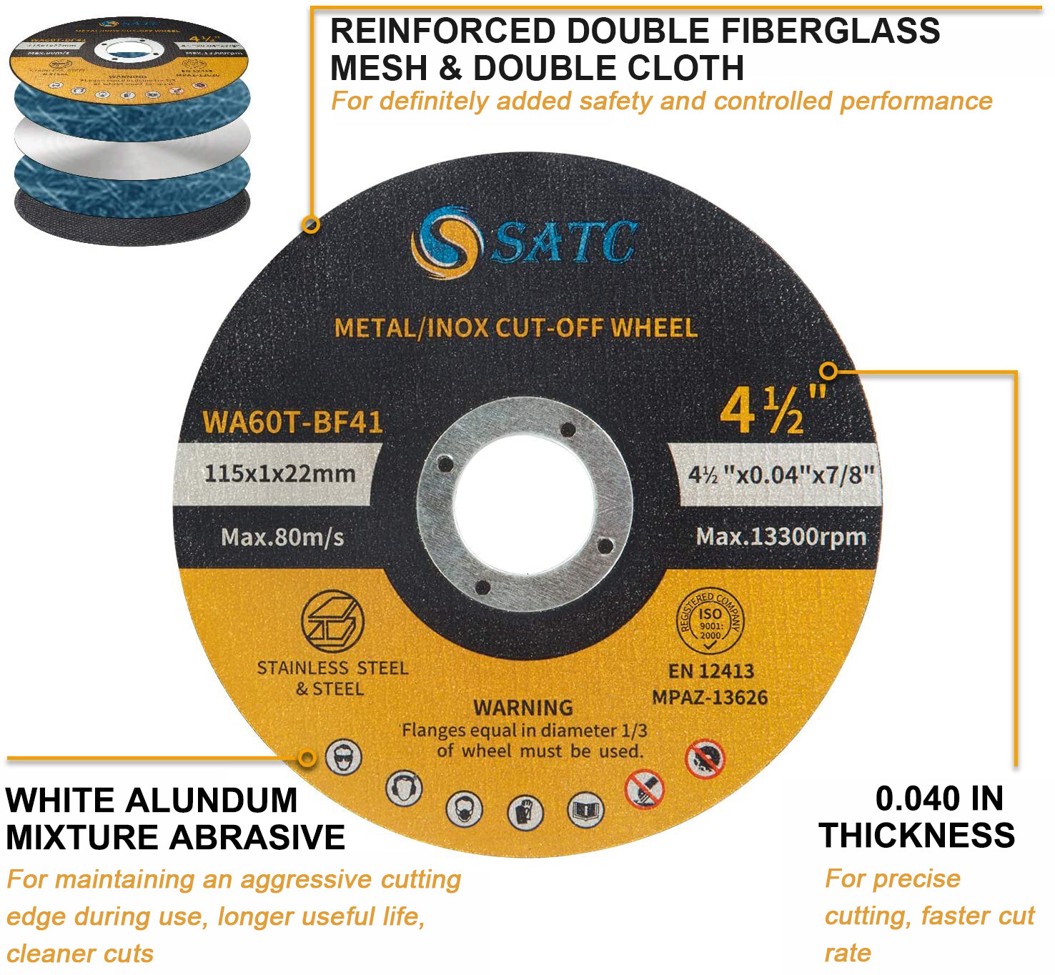 10 Pack Cut Off Wheels 4-1/2″ Metal & Stainless Steel Angle Grinder Cutting Disc