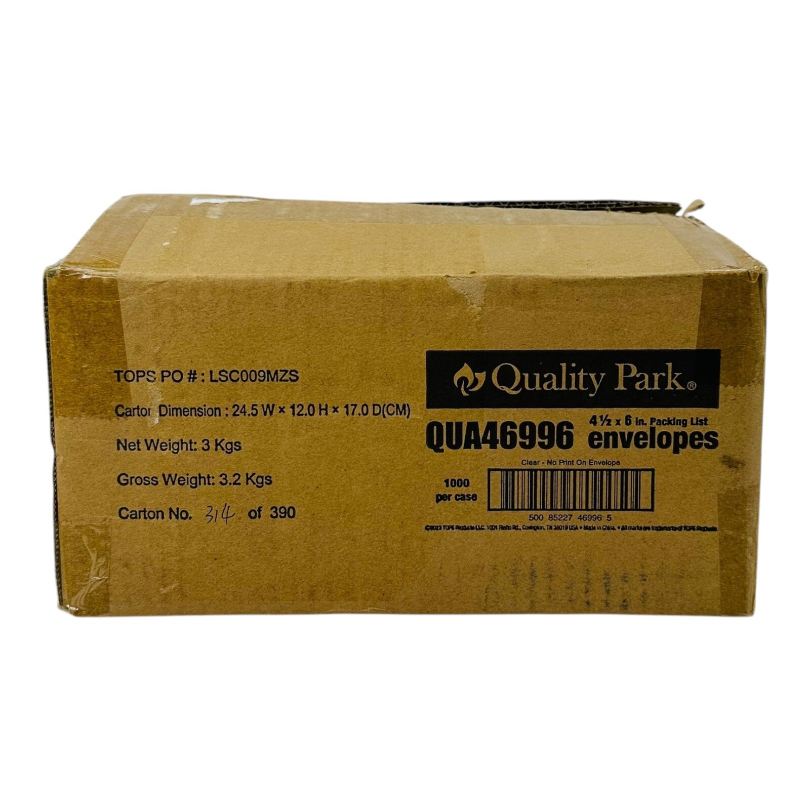 1000 Count Quality Park Packing List Envelope Self-Adhesive 4.5 x 6 Clear Front
