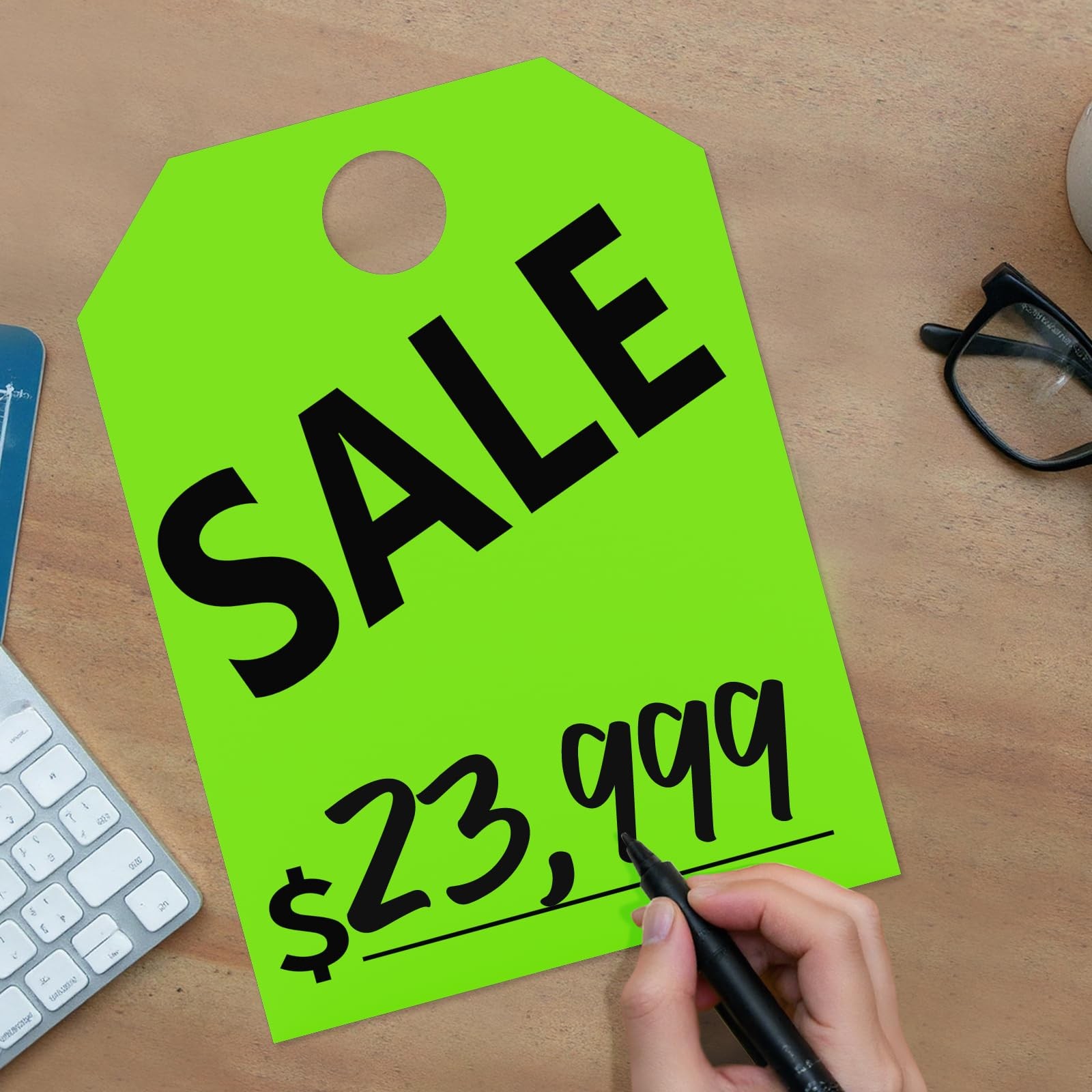 120 Pack Green 8.3×11.2 Inch DoubleSided Hanging Car Mirror Sale Tag Supply