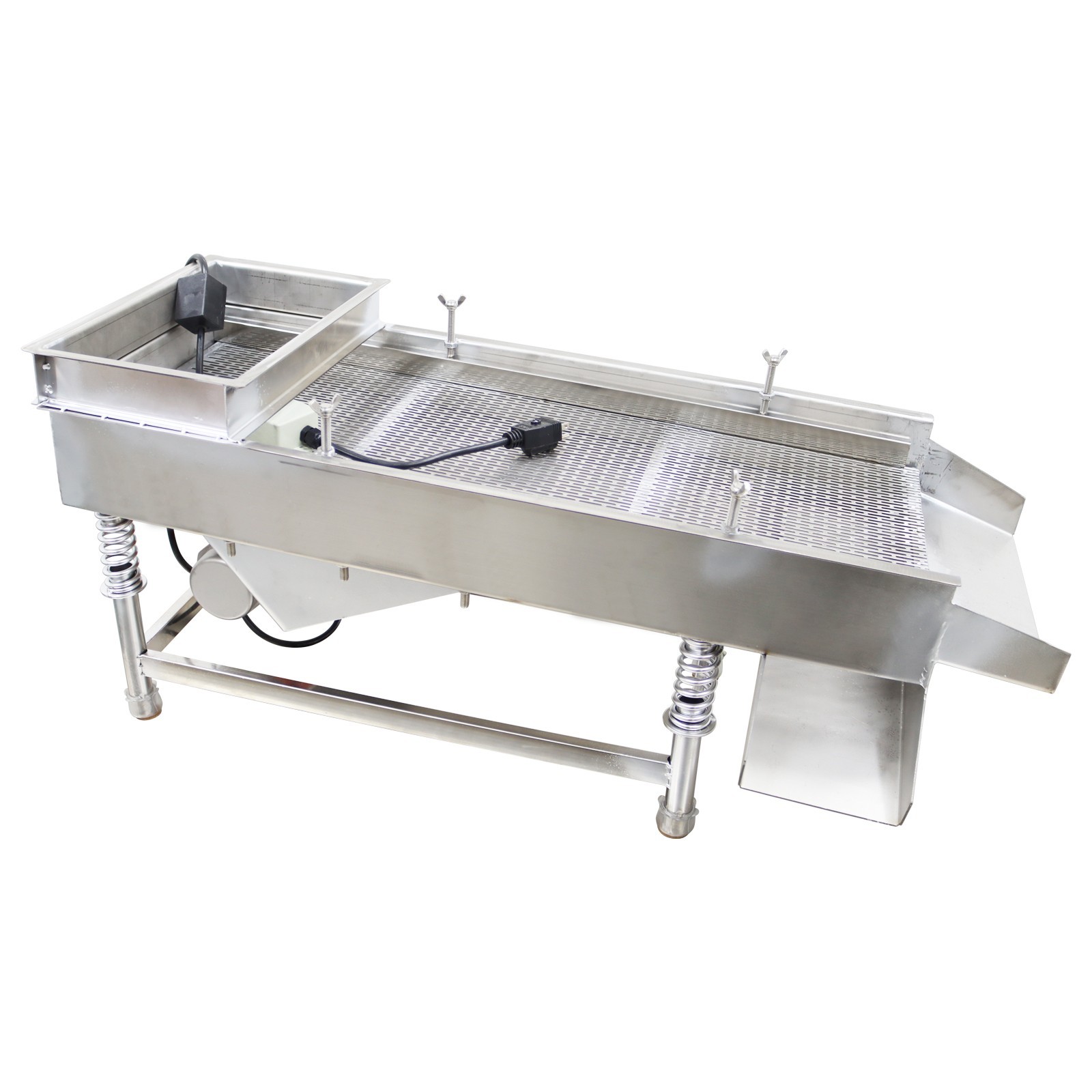 Stainless Steel Straight Linear Vibrating Screen 3x20mm Long Strip Holes Shaker