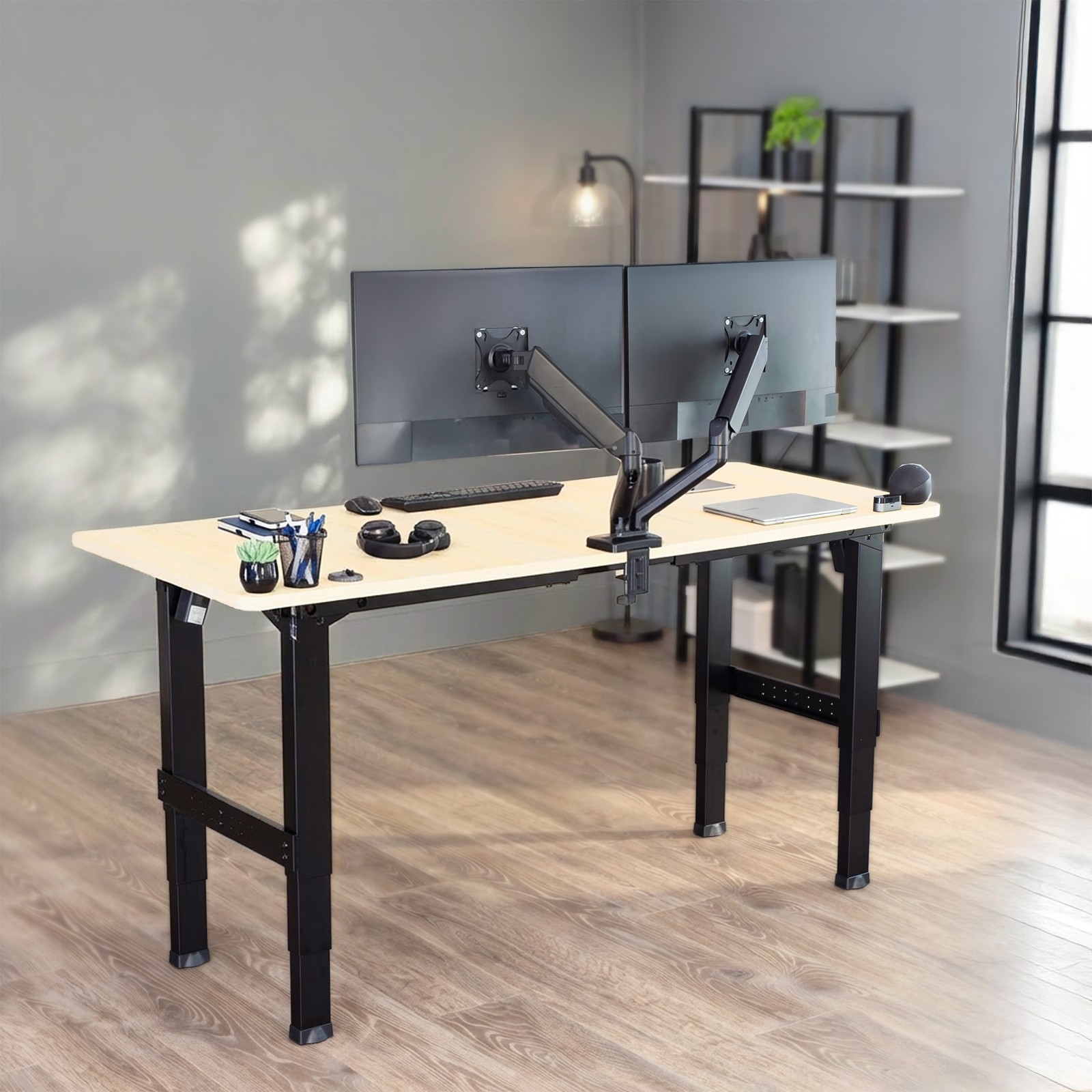 VIVO Black Premium Electric Dual-Motor Height Adjustable 4-Leg Desk Frame