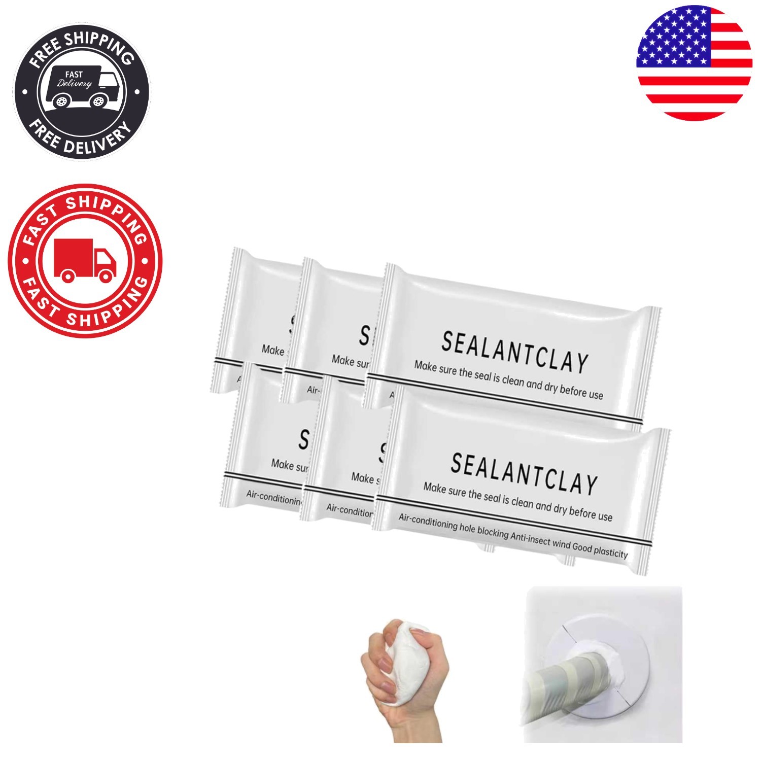 Ultra-Fast Drying Moldable Sealant Clay – 6 Convenient Bags for Home Repairs